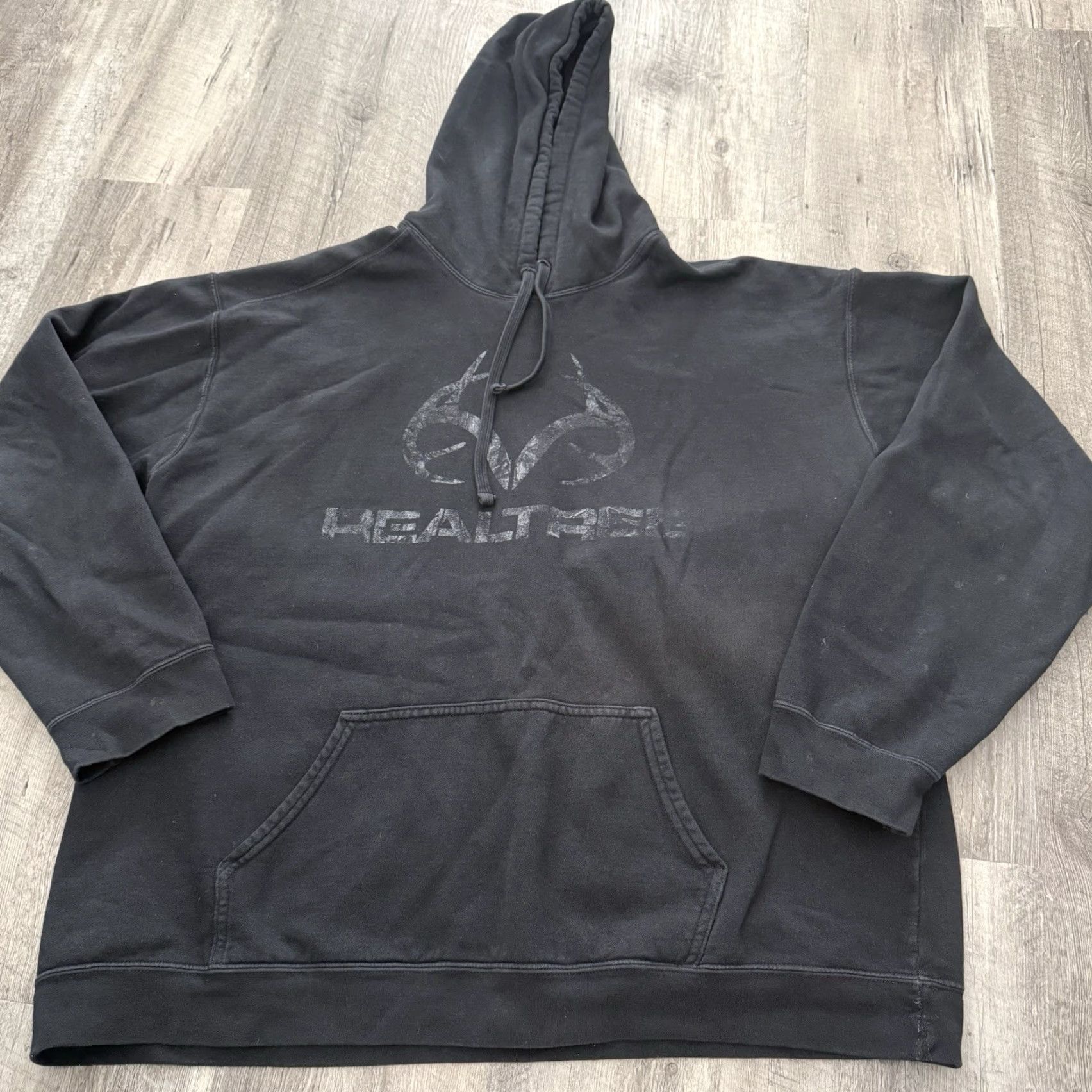 Realtree Realtree Hoodie Mens XL Black Graphic Print Fleece Pullover Camo Antler Logo Size US XL / EU 56 / 4 - 6 Thumbnail