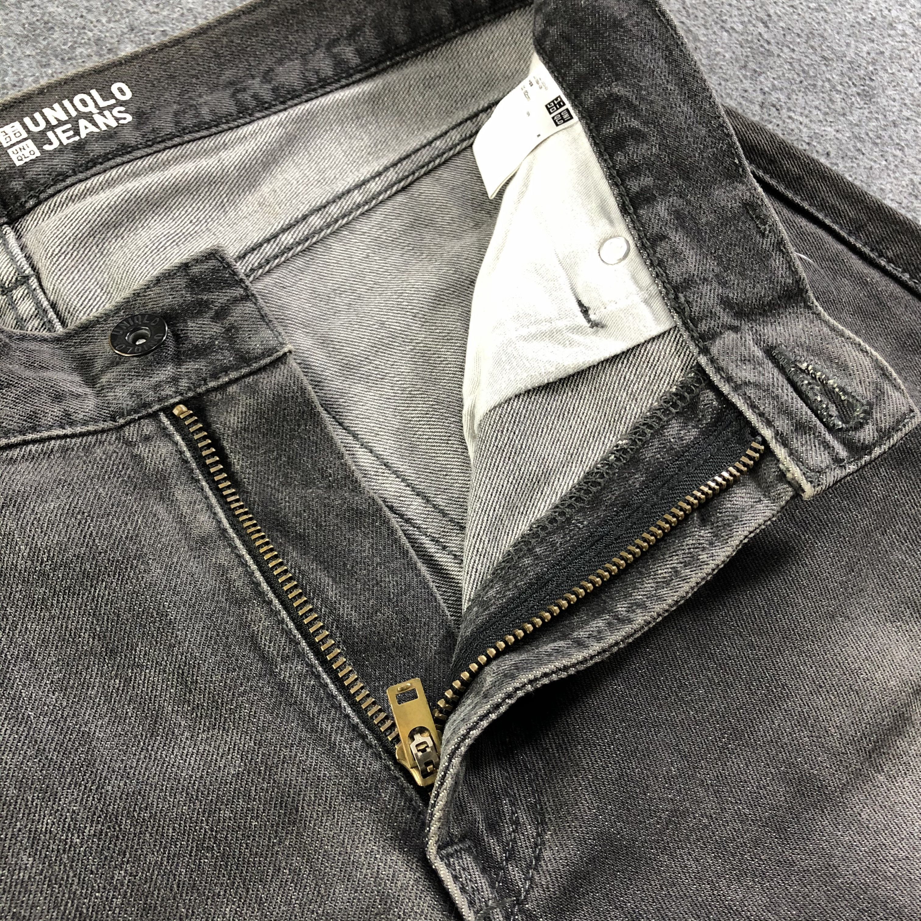 Japanese Brand Uniqlo Selvedge Jeans Faded Black Denim -J2796 Size US 35 - 7 Thumbnail