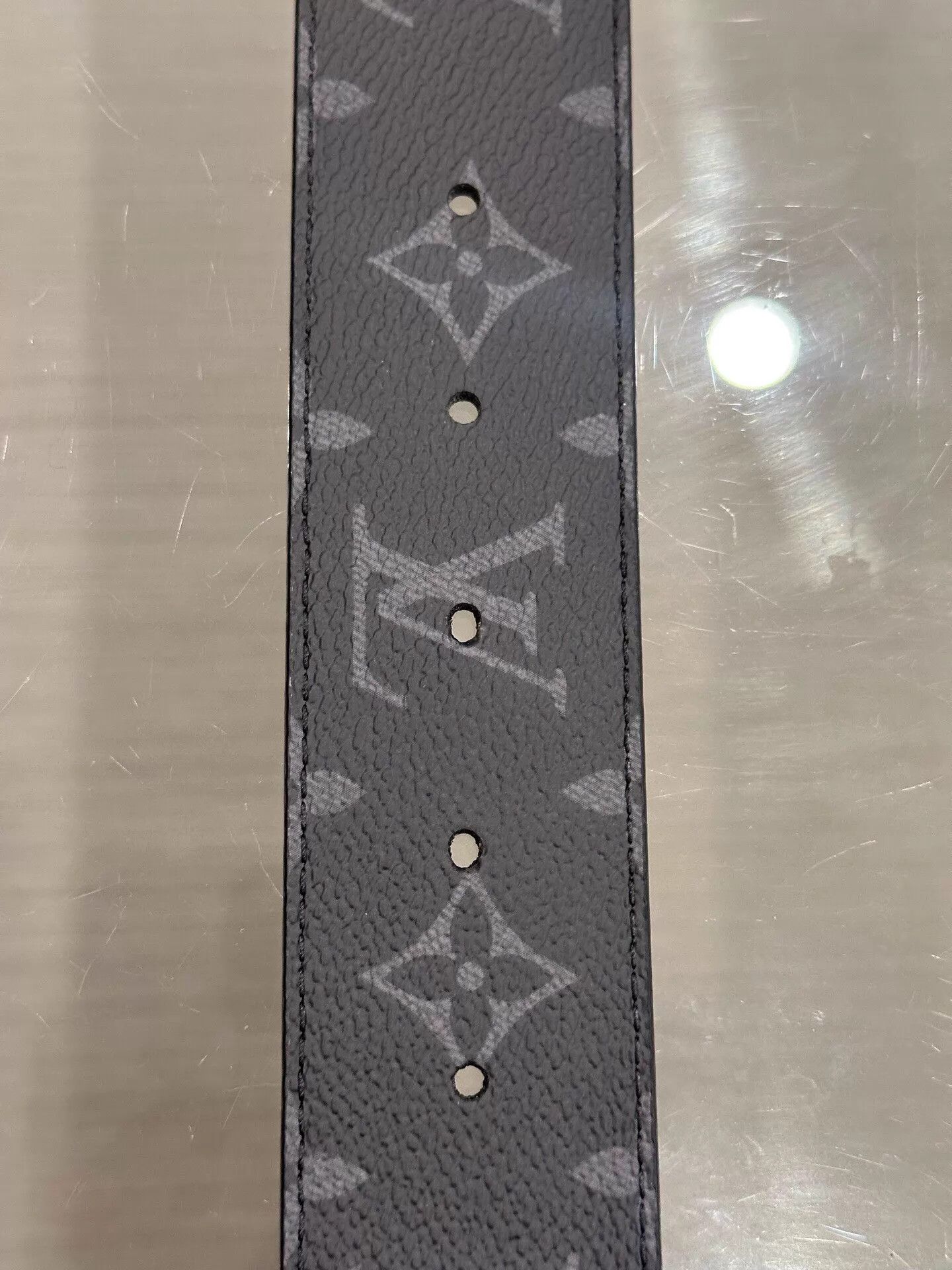 Louis Vuitton Louis Vuitton Black Monogram 4cm Belt Silver Buckle Size 90 Size ONE SIZE - 6 Thumbnail