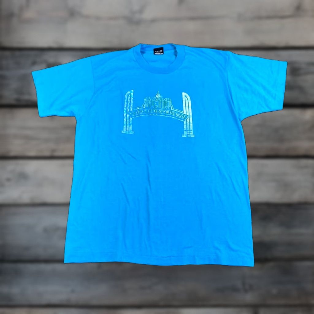 Vintage VTG Reno Nevada T-Shirt Adult XL Blue Screen Stars Single Stitch Crew Neck 90s City Retro Mens Clothing Size US L / EU 52-54 / 3 - 1 Thumbnail