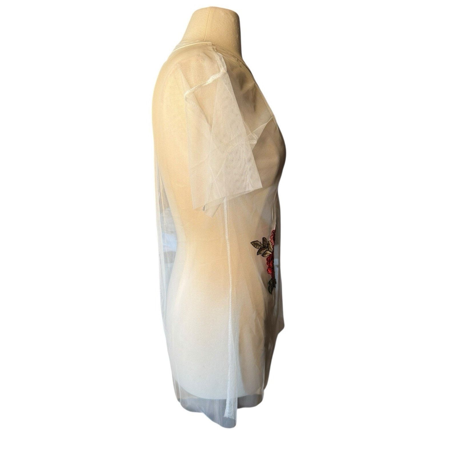 Anthropologie POL NEW Anthropologie Embroidered White Mesh Top Sheer Size S / US 4 / IT 40 - 8 Thumbnail
