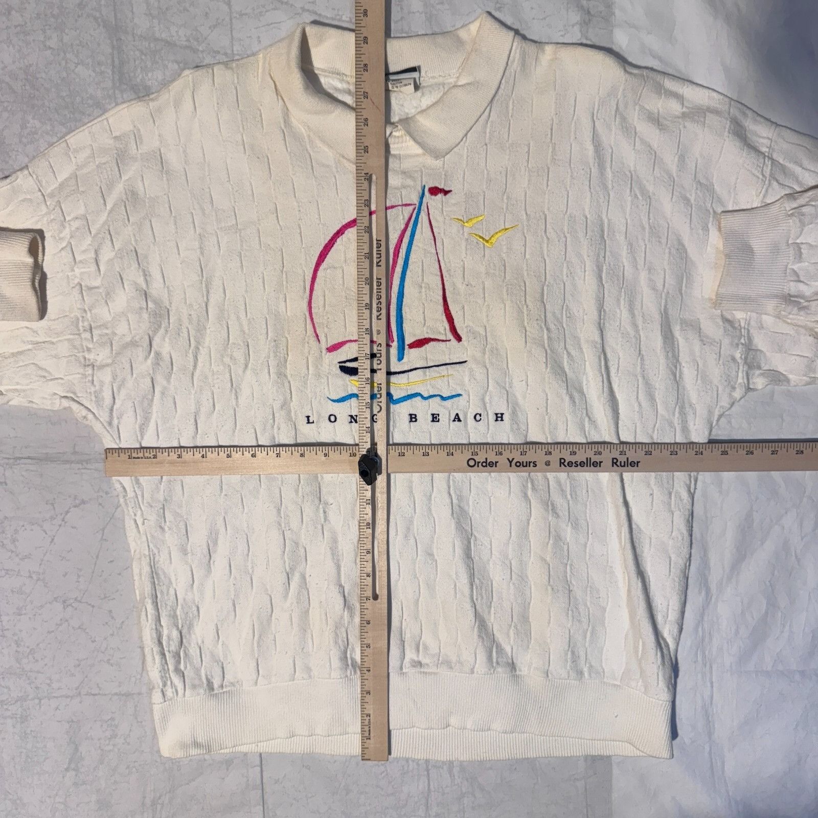 Other Vintage 90s CottonTops Long Beach Textured Collared Sweatshi Size US XL / EU 56 / 4 - 5 Thumbnail