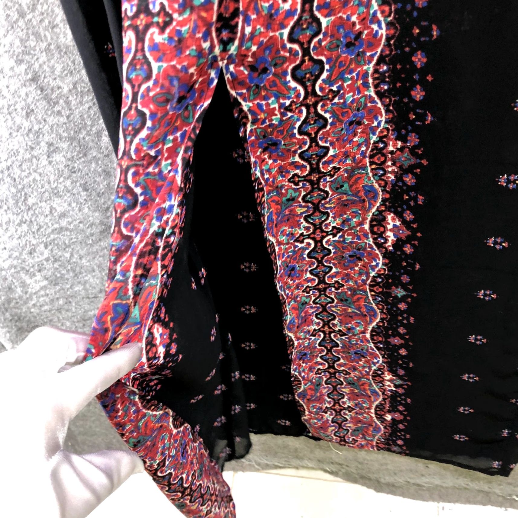 Express Express Maxi Dress Womens S Black Red Paisley Boho Cami Chiffon Split Front Size S / US 4 / IT 40 - 5 Thumbnail