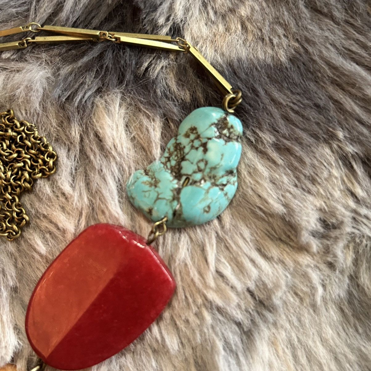 Joan Rivers Vintage Joan Rivers stone drop brass chain y style necklace Size ONE SIZE - 6 Thumbnail