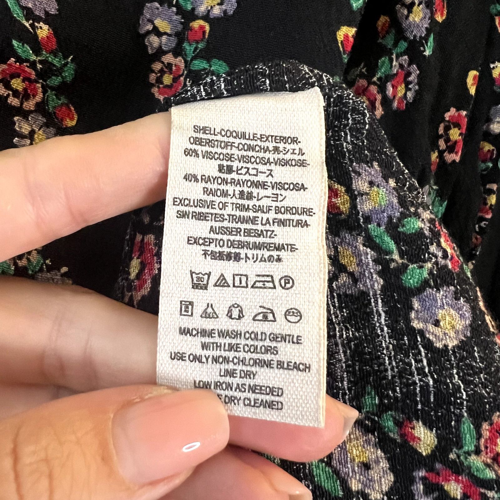 Free People Free People Boho Floral Buttondown Shirt Dress Black Combo Size L / US 10 / IT 46 - 7 Thumbnail