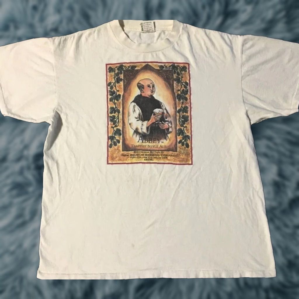 Vintage VINTAGE Abbey Ale Faded Promo Shirt XL Beige 90s 80s Bar Biker Punk Grunge USA USA Beer Drinking Cartoon Retro Graphic Tee Men Shirt Size US XL / EU 56 / 4 - 1 Thumbnail
