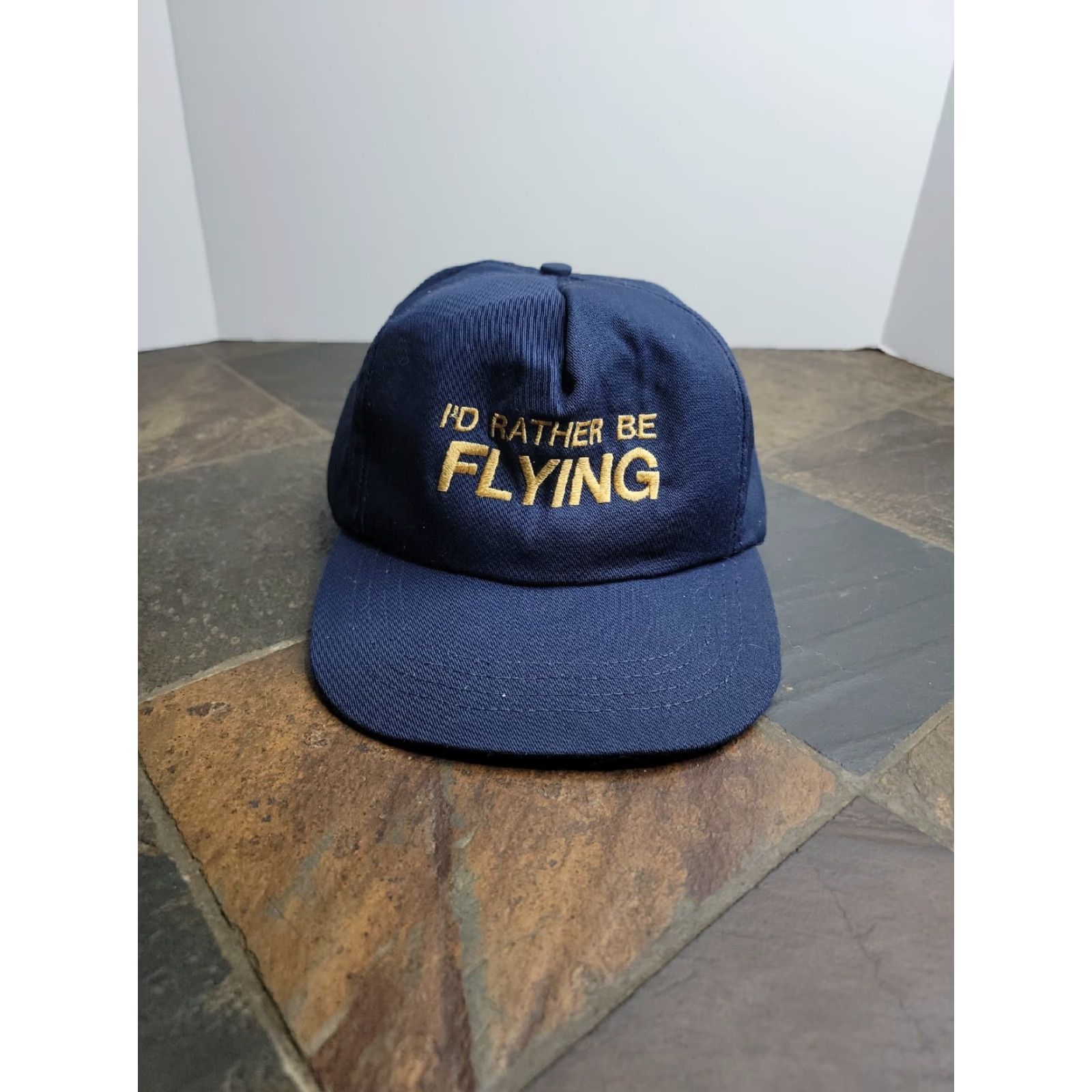 Vintage VINTAGE americap Hat Cap Twill Trucker Button Snap Back Adjustable Blue Men 90s Transportation Logo Patch Made in U.S.A Id Rather Be Flying Size ONE SIZE - 2 Thumbnail