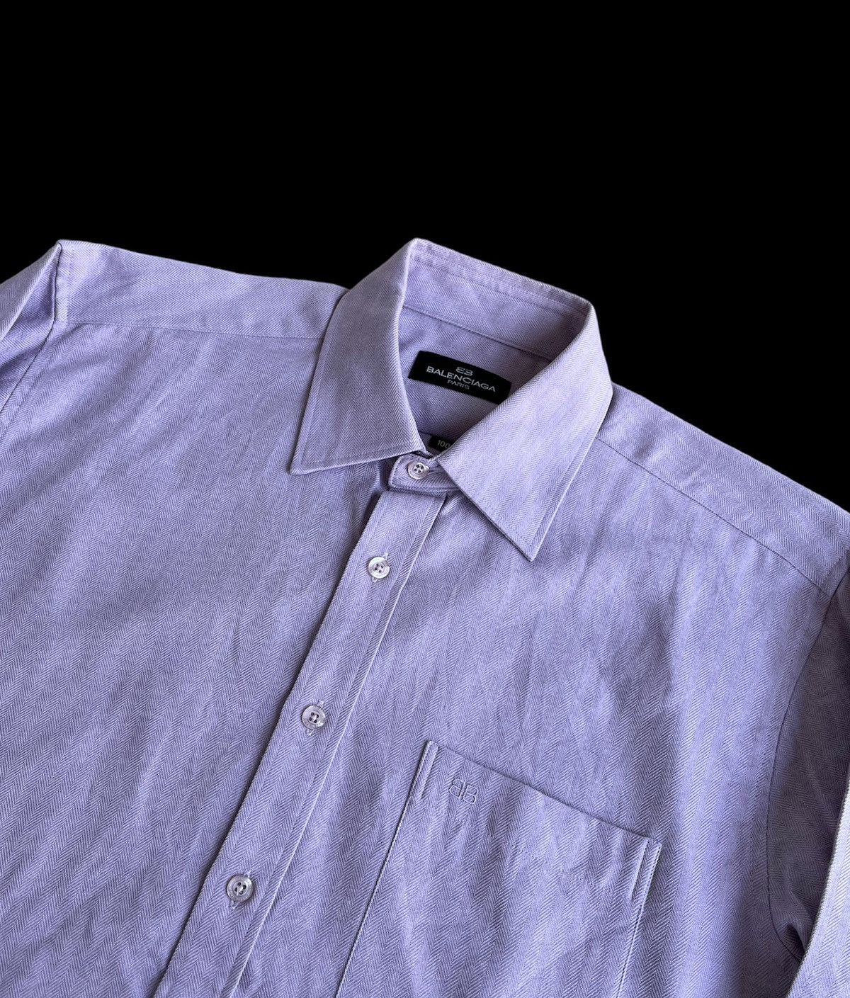Balenciaga × Vintage Balenciaga Button Ups Shirt Herringbone Pocket Logo Size US L / EU 52-54 / 3 - 3 Thumbnail