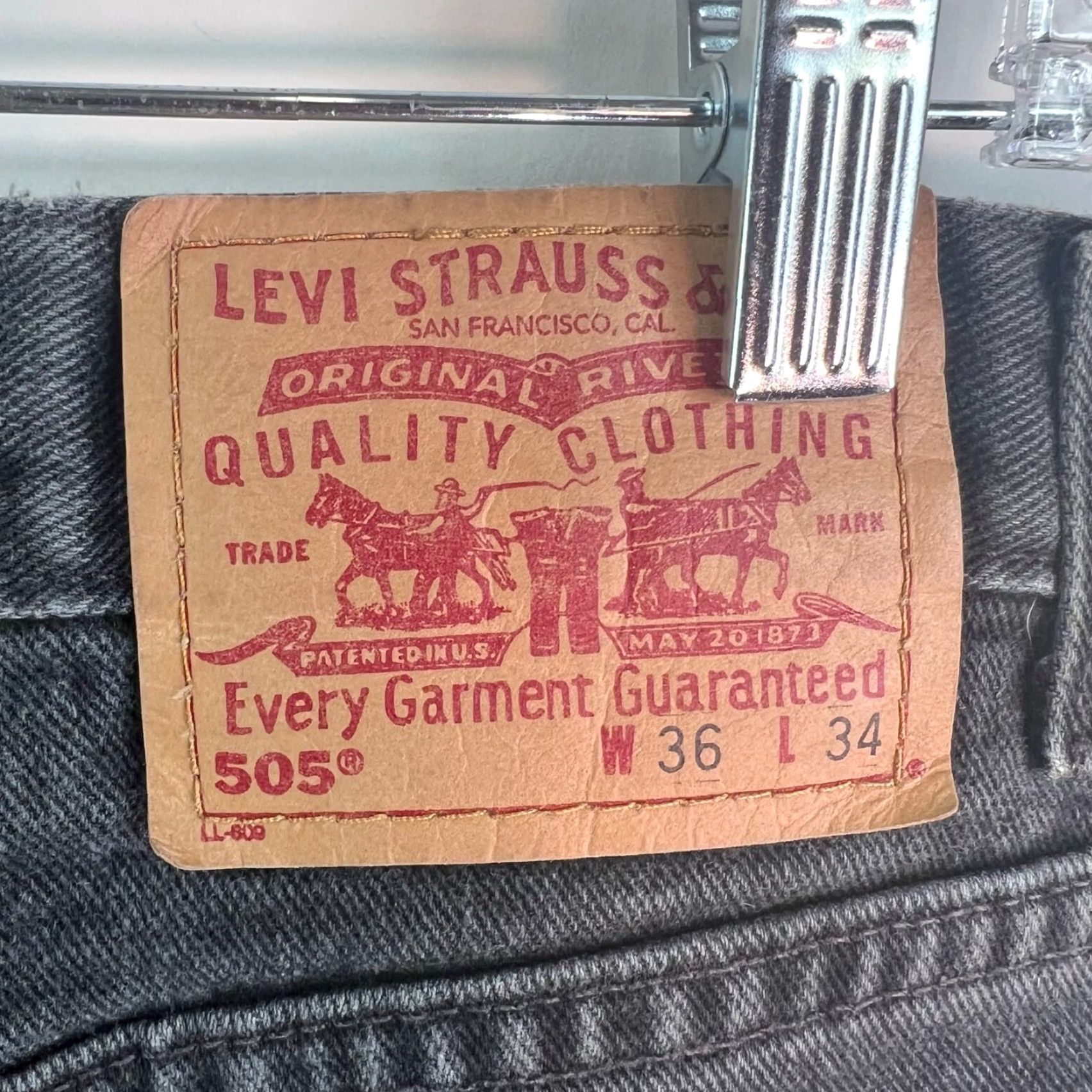 Levi's Levi 505 Mens Straight Leg Stretch Black Denim Jeans Size 36 X 34 Size US 36 / EU 52 - 5 Thumbnail