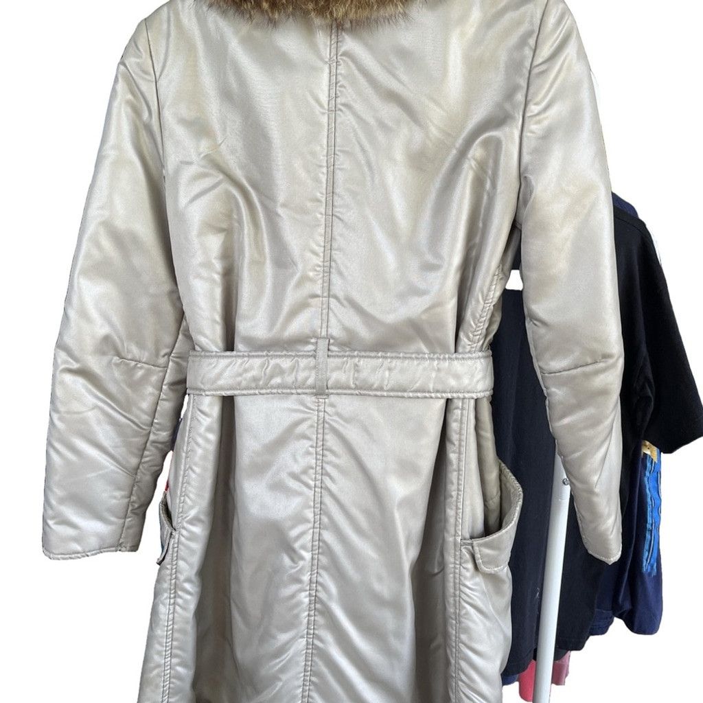 Other Vintage 60s Satin Trench Coat with Fur Collar Studio 54 Glam Size M / US 6-8 / IT 42-44 - 5 Thumbnail