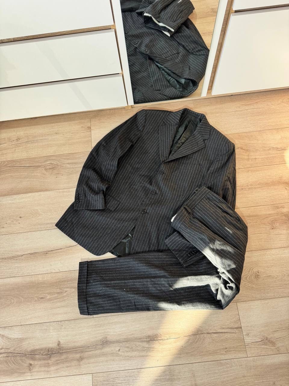 Boggi Boggi Milano Suit Size 54 Dark Gray Pinstripe Wool Suit Size 44L - 1 Thumbnail