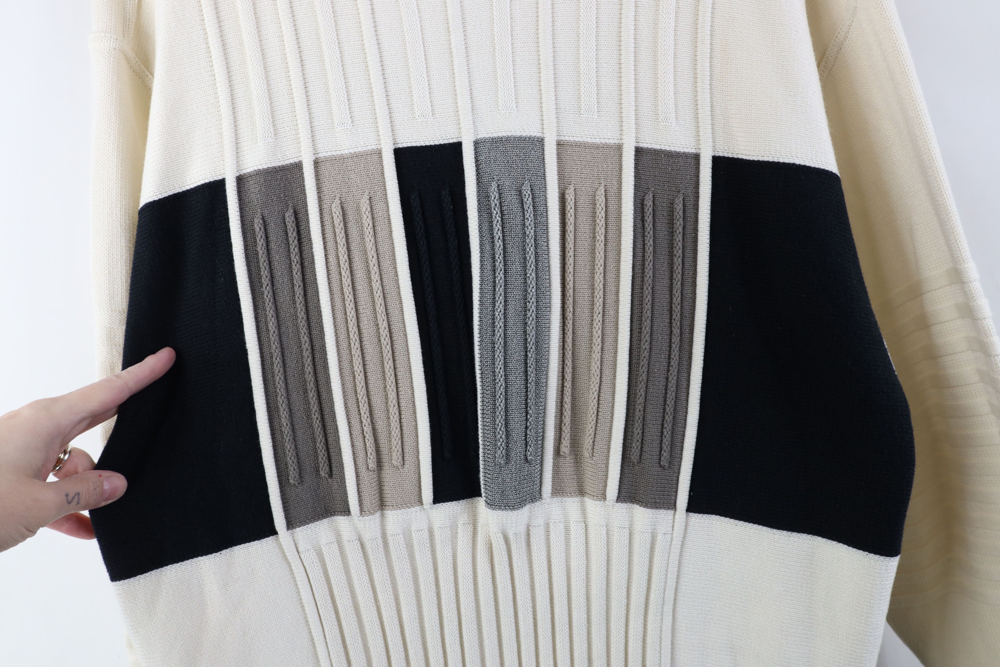 Vintage Vintage 90s Streetwear Block Ribbed Knit Crewneck Sweater Size US XXL / EU 58 / 5 - 4 Thumbnail