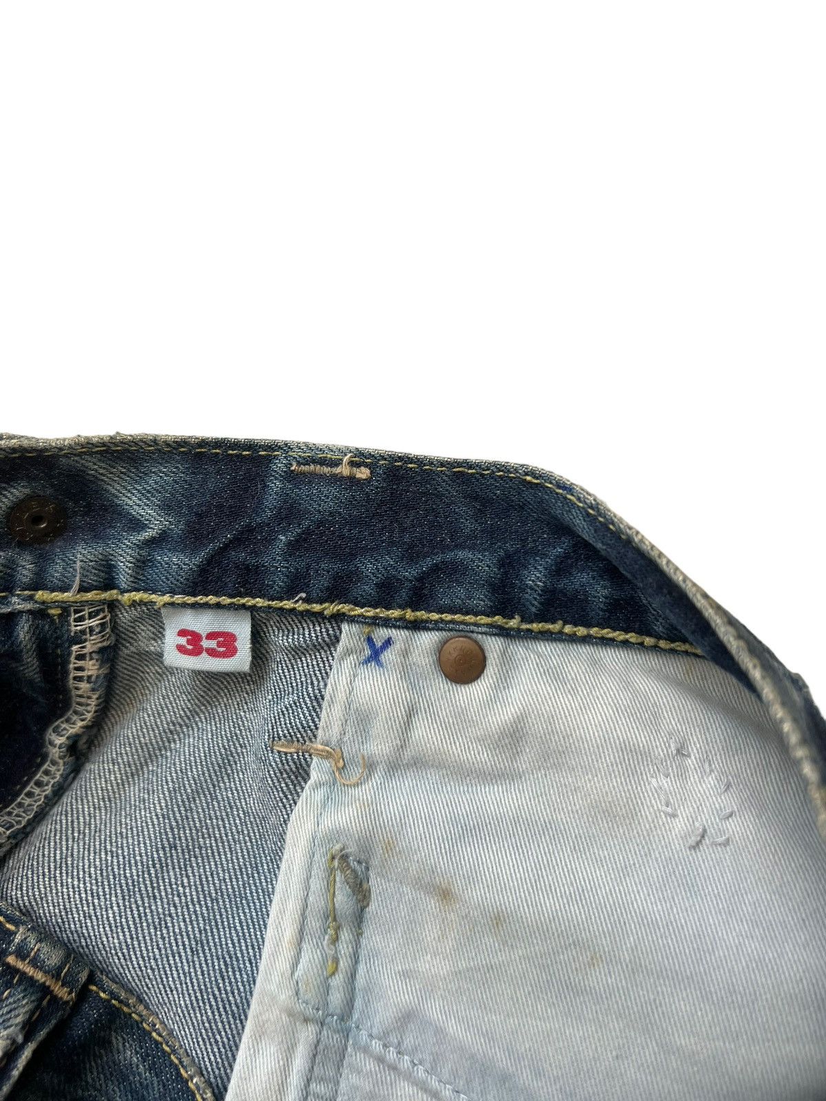 Blue Blue Japan Vintage Blue Blue Japan Distress Zigzag Denim Flare Jeans Size US 33 - 22 Thumbnail