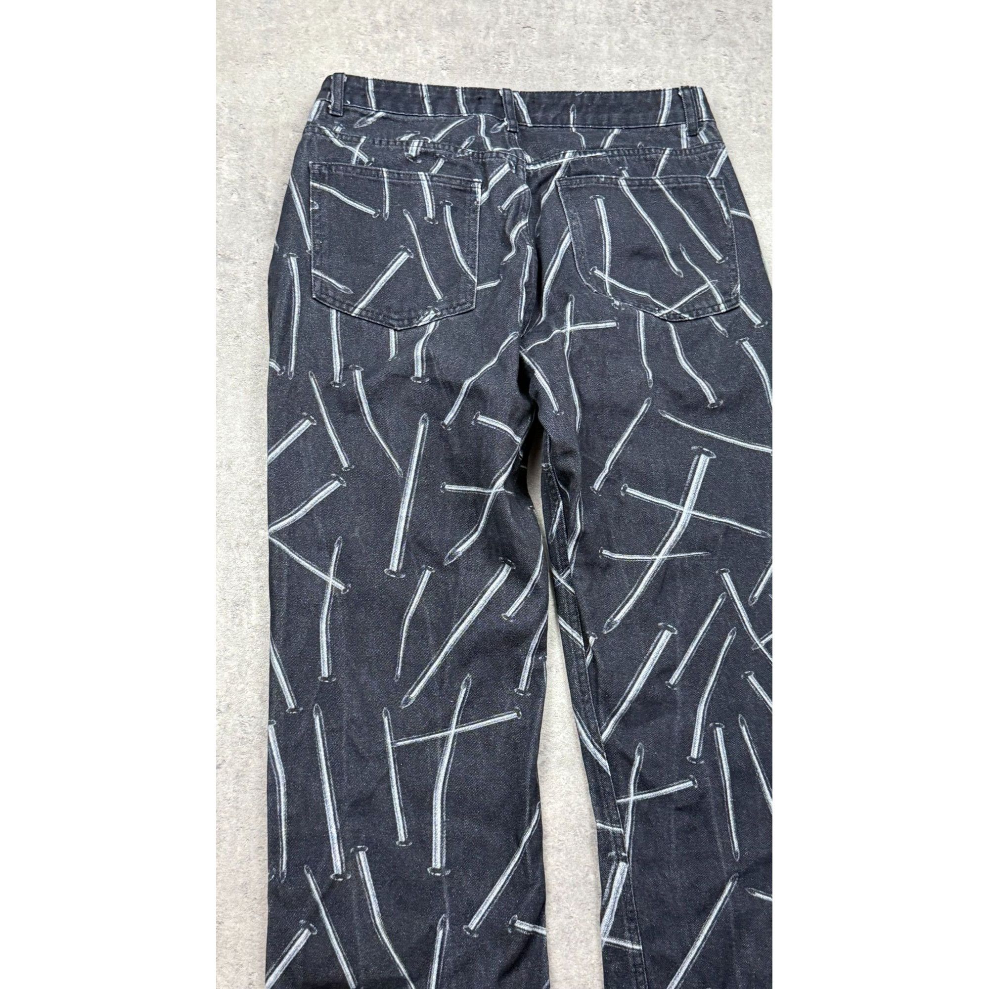 Jaded London Jaded London W32 Black Denim Jeans All-Over White Nail Print Size US 30 / EU 46 - 9 Thumbnail
