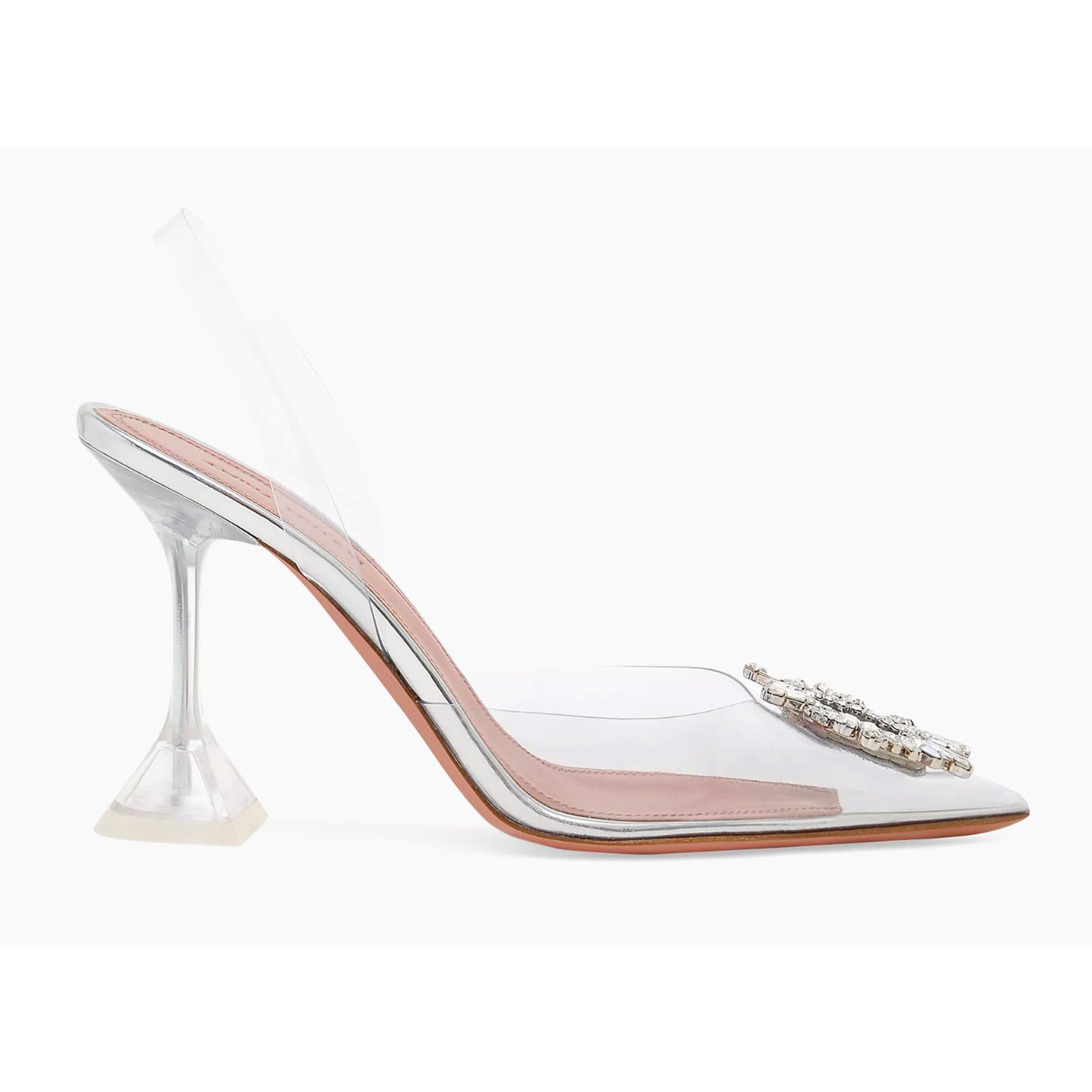 Amina Muaddi Begum Glass PVC Crystal Slingback Sandal Heel Pump 40.5 Size US 10.5 / IT 40.5 - 4 Thumbnail