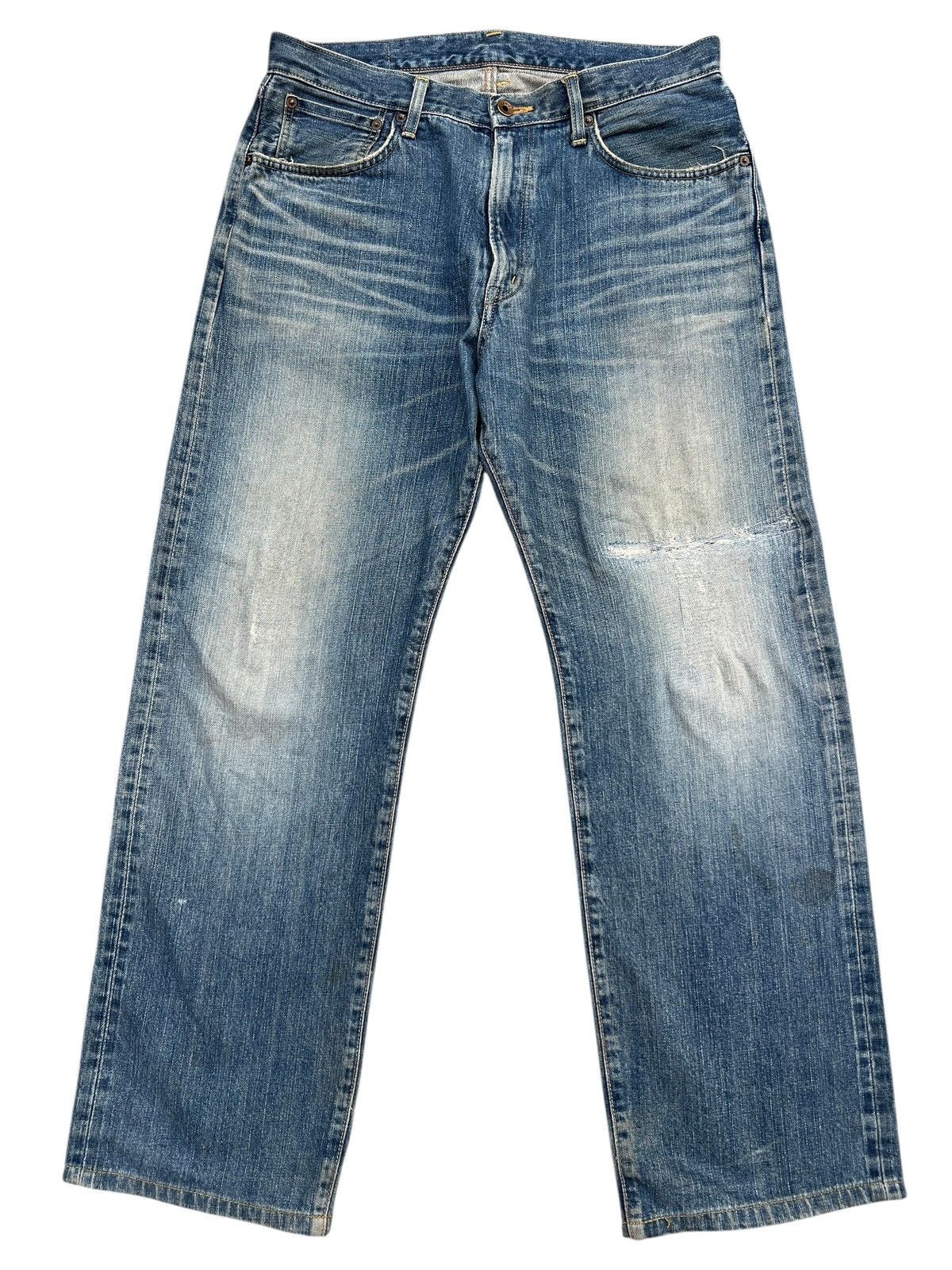 Edwin Vintage Edwin 505 Selvedge Distressed Denim Jeans 35x31 Size US 35 - 2 Thumbnail