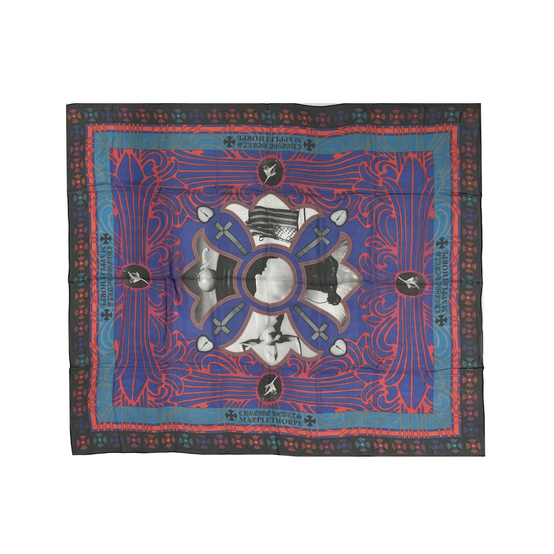 Chrome Hearts Chrome Hearts Mapplethorpe Multi-Color Cross Blue Silk Scarf Size ONE SIZE - 1 Thumbnail