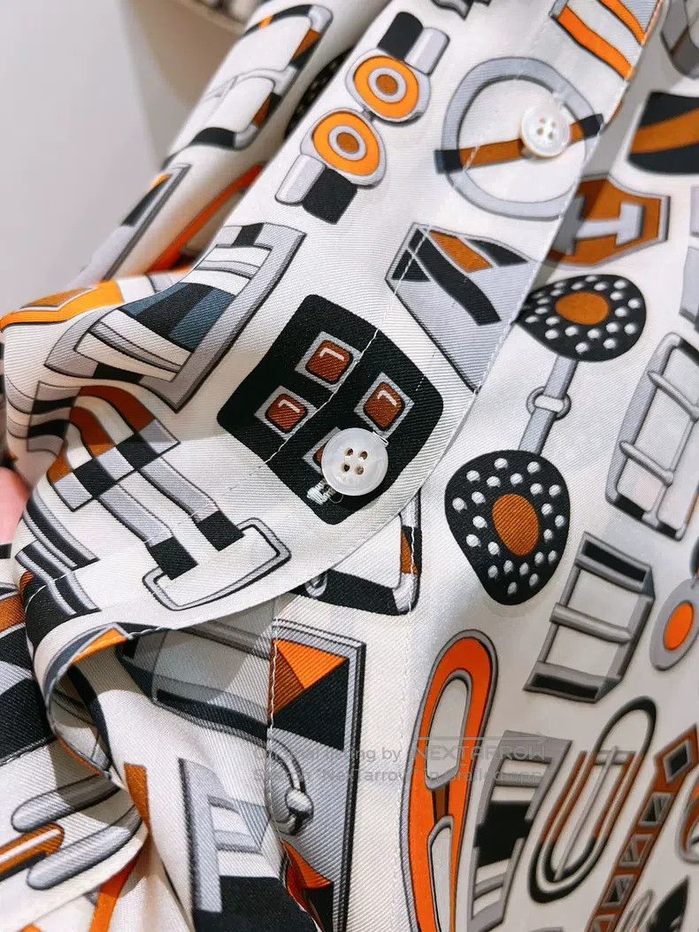 Hermes Hermes Silk Printed Shirt Dress Size XXS / US 00 / IT 34 - 7 Thumbnail