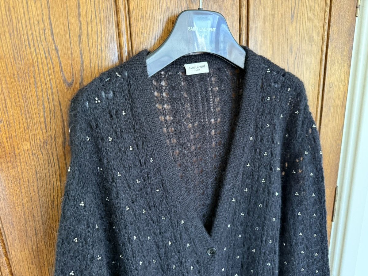Saint Laurent Paris FW15 Saint Laurent studded mohair black cardigan glass Hedi Size US M / EU 48-50 / 2 - 10 Thumbnail