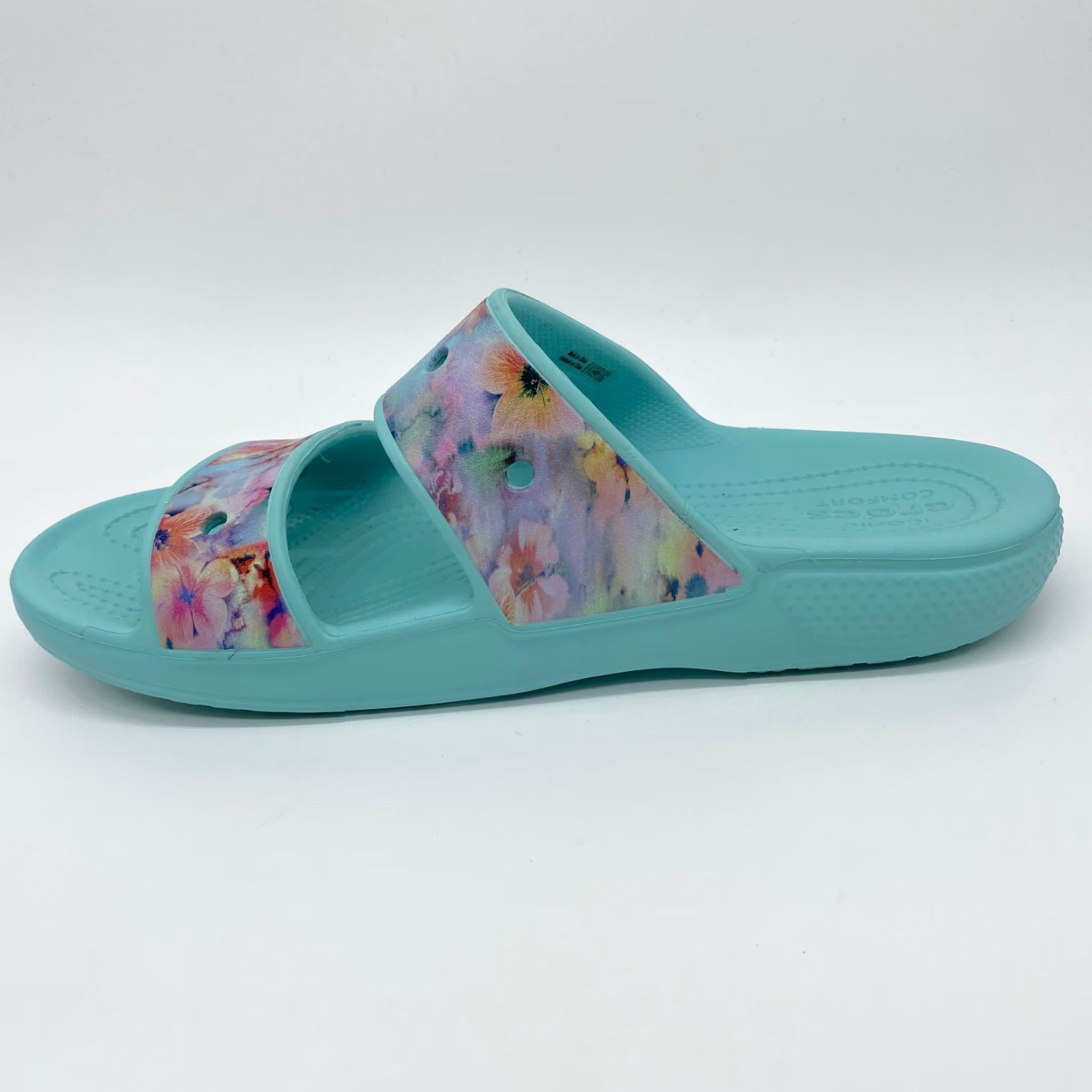 Crocs Crocs Dream Slip Ons Womens Sandal Slip On Two Strap Blue Floral Pattern Open Toe Casual Slide Size US 12 / IT 42 - 3 Thumbnail