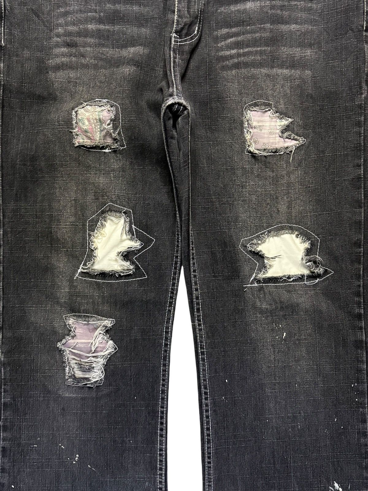 Japanese Brand Vintage Japanese Brand Painted Distressed Patch Flare Jeans Size US 34 / EU 50 - 5 Thumbnail