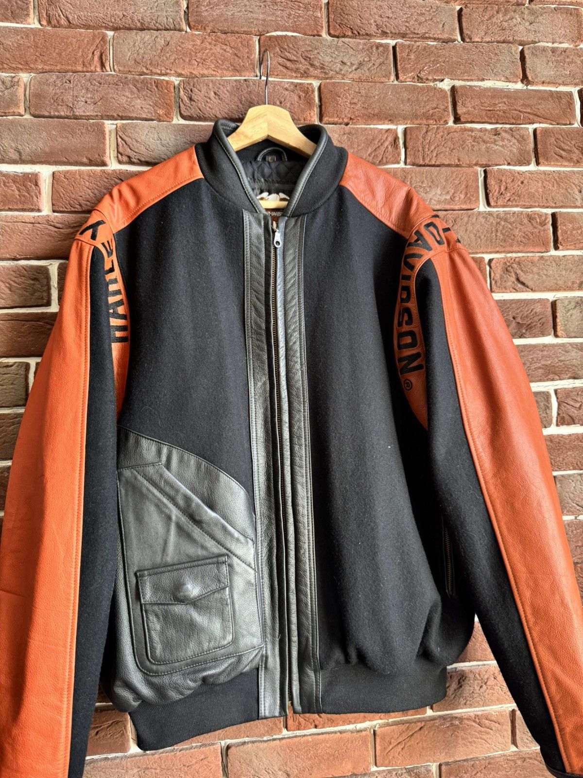 Harley Davidson Harley Davidson Vintage Wool Leather Jacket Biker Size US L / EU 52-54 / 3 - 4 Thumbnail