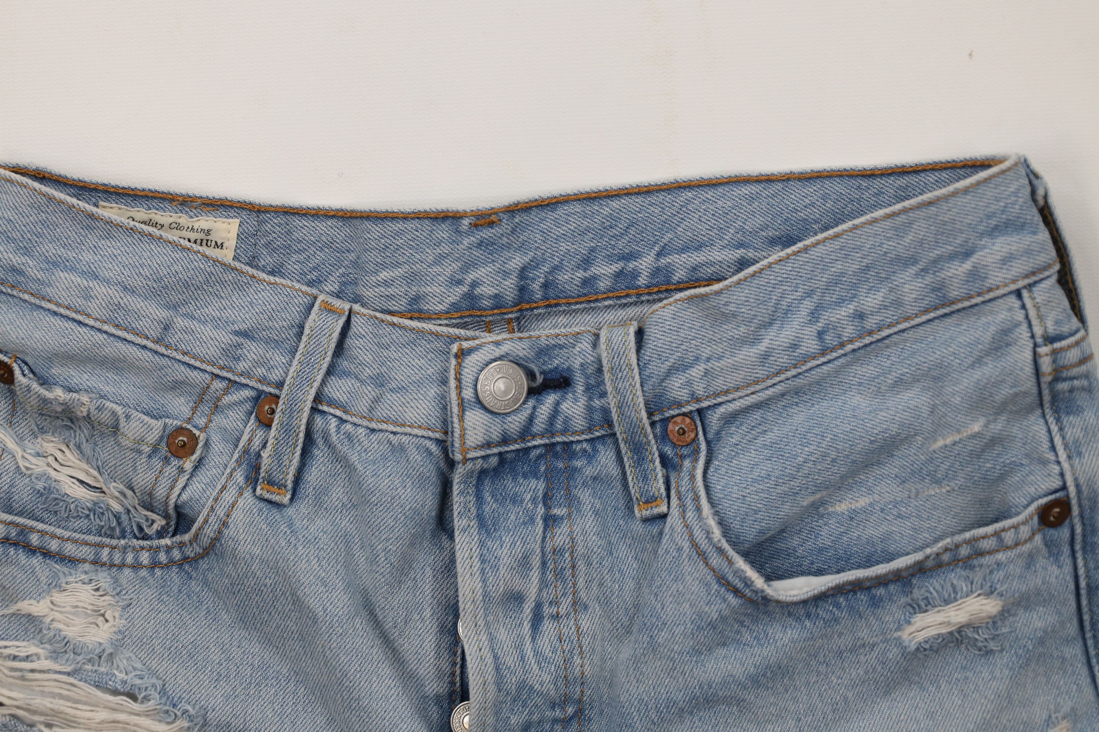 Levi's Vintage Y2K Levis 501xx Fly Cut Off Denim Jean Shorts Blue Size 26" / US 2 / IT 38 - 2 Thumbnail