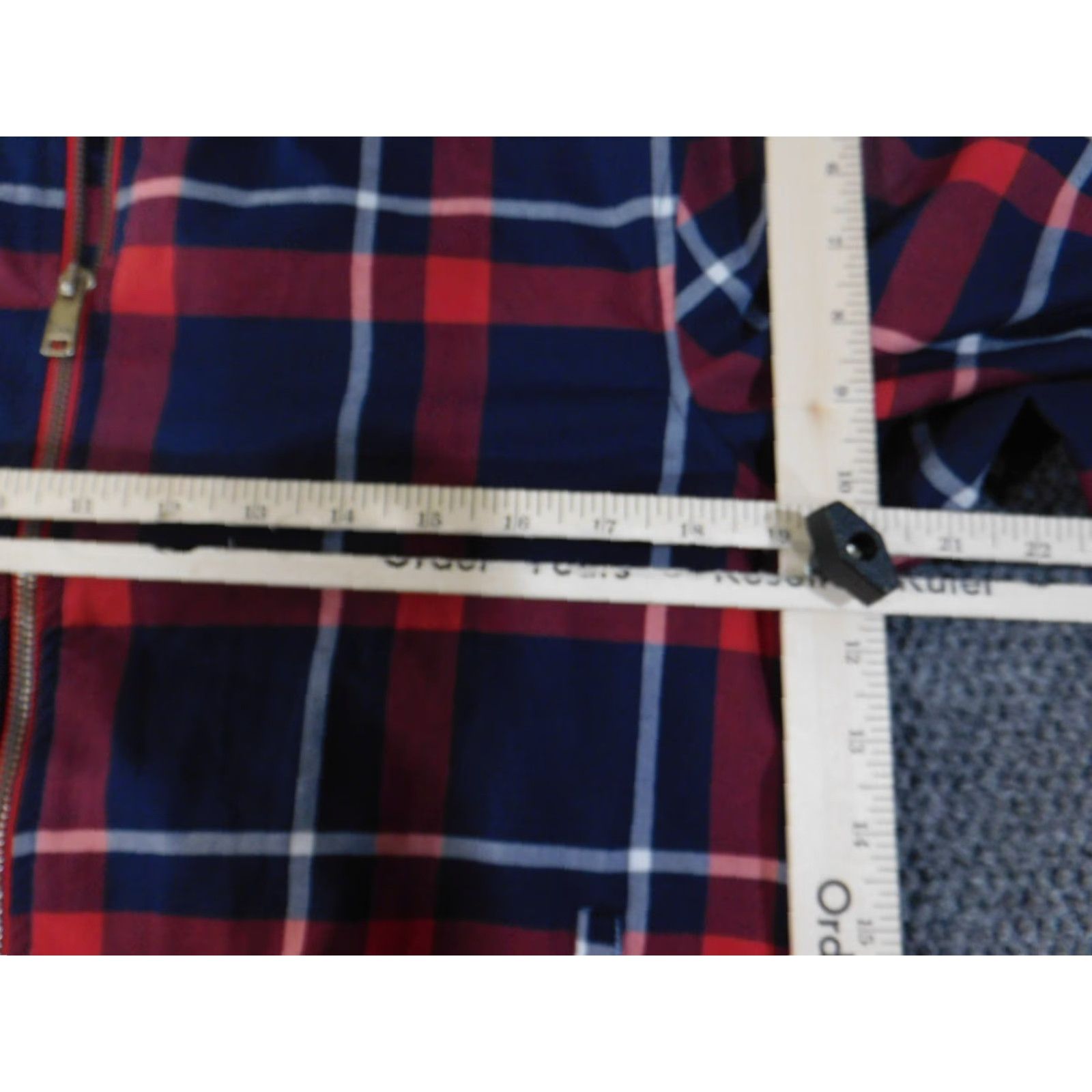 Zara Jacket Men Bomber City Red Slim Fit Zip Plaid Mid-Length Casual Lined Softshell Stretch Regular Size S