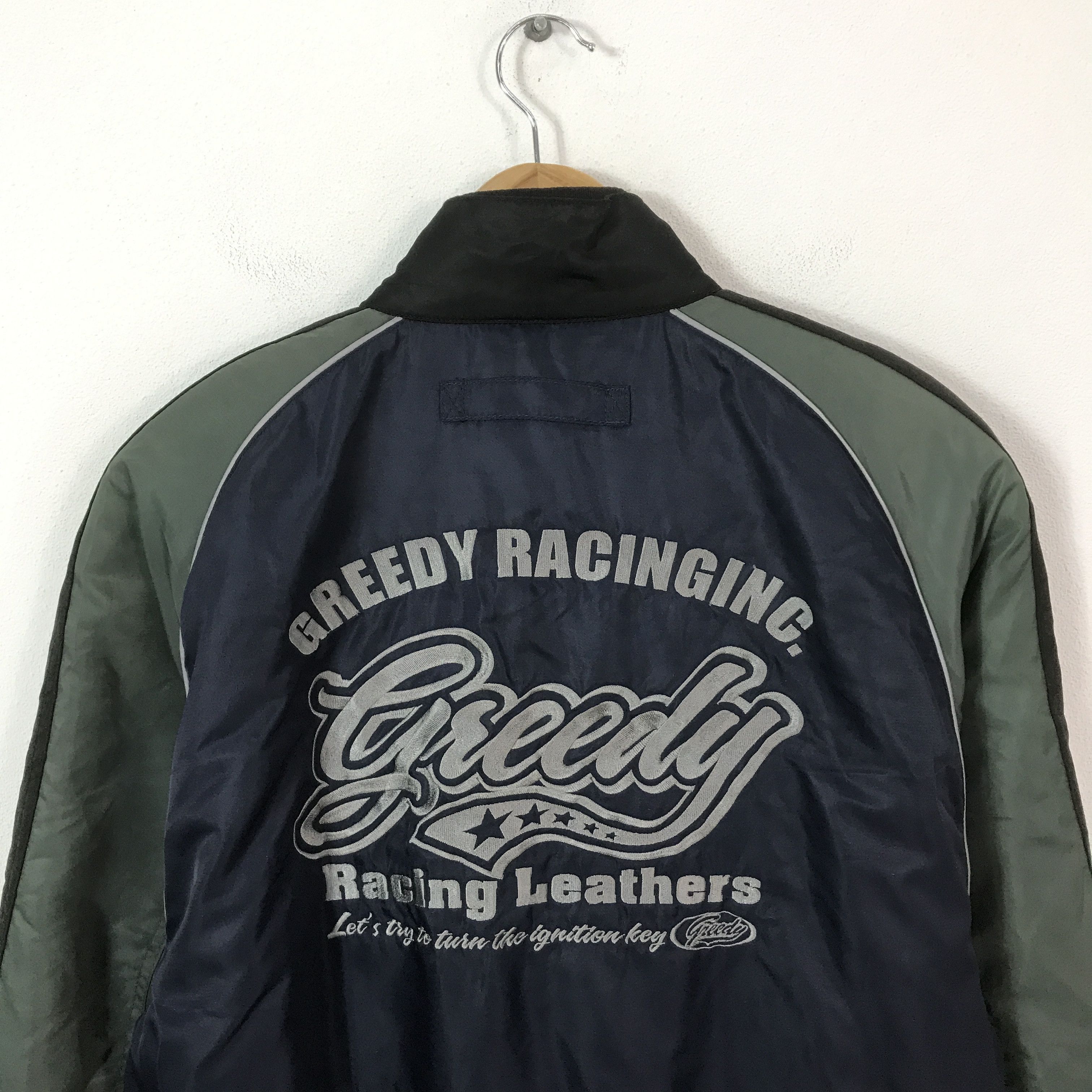 Gear for Sports Vintage Greedy Racing Leathers Bomber Jacket K68B5 Size US L / EU 52-54 / 3 - 4 Thumbnail