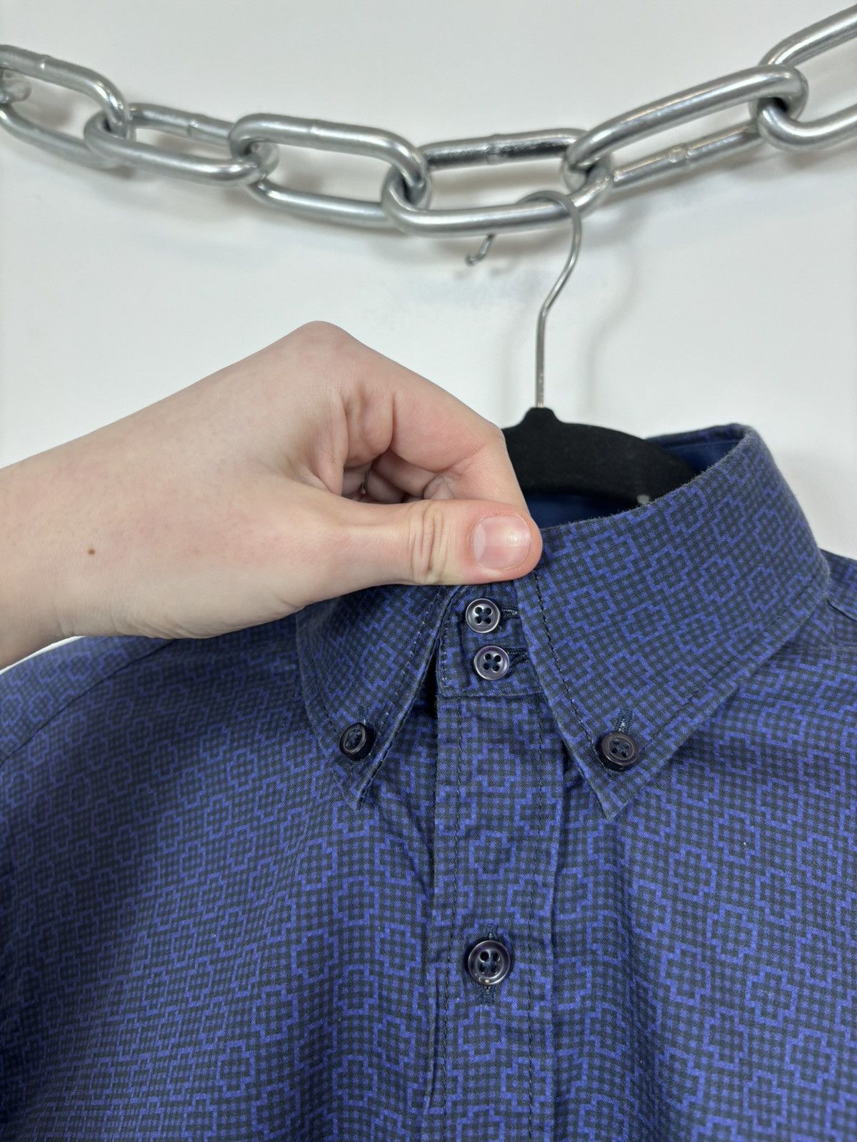 William Hunt William Hunt Savile Row Men’s Navy Blue Button Down Shirt Size US L / EU 52-54 / 3 - 8 Thumbnail