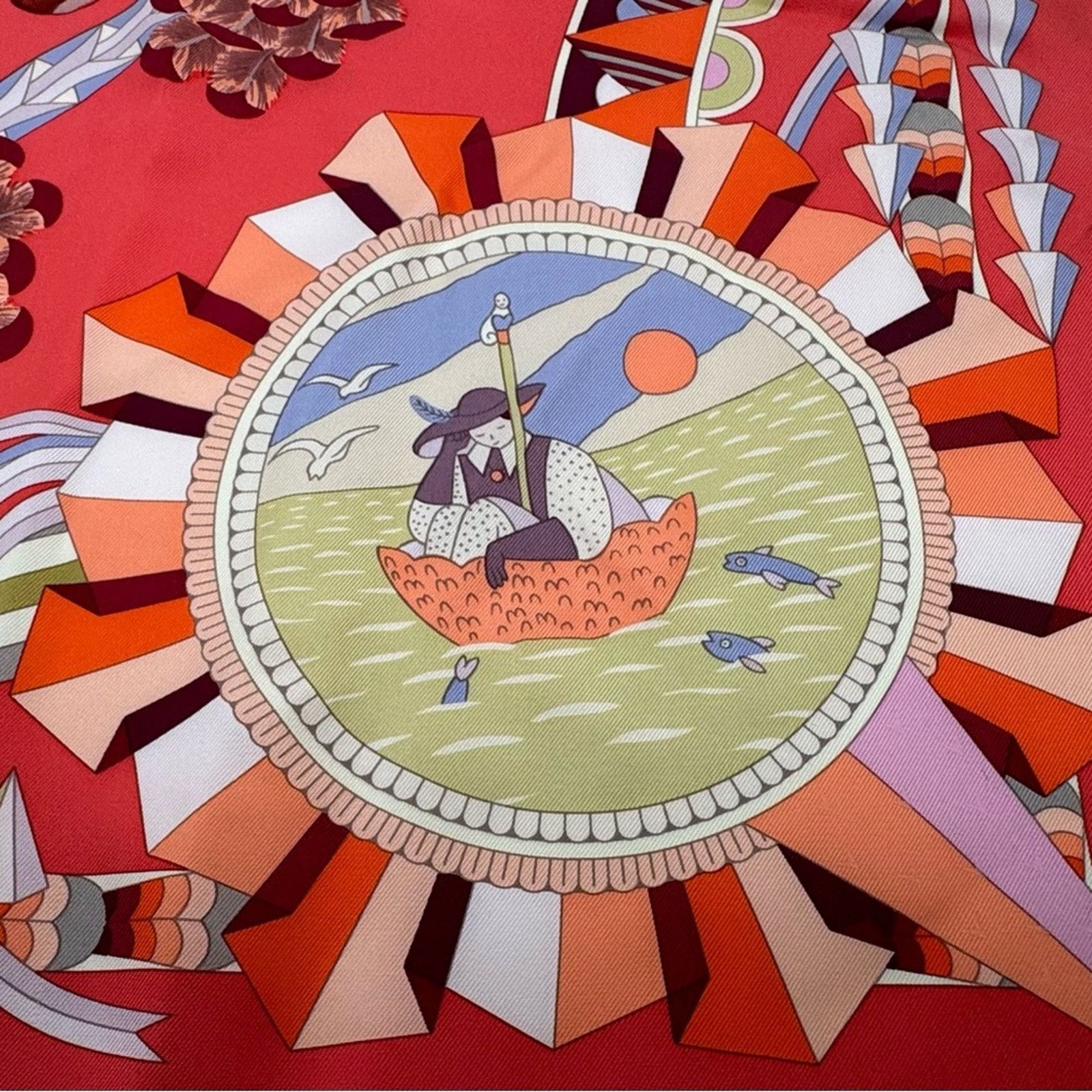 Hermes Hermes silk scarf theme is the magic umbrella coral colorway Size ONE SIZE - 10 Thumbnail