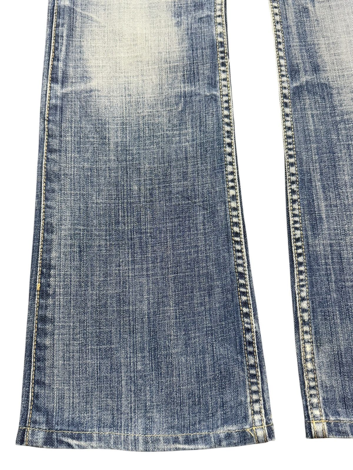 If Six Was Nine Vintage Michel Klein Blue Faded Wash Distress Wide Leg Flare Size US 30 / EU 46 - 7 Thumbnail