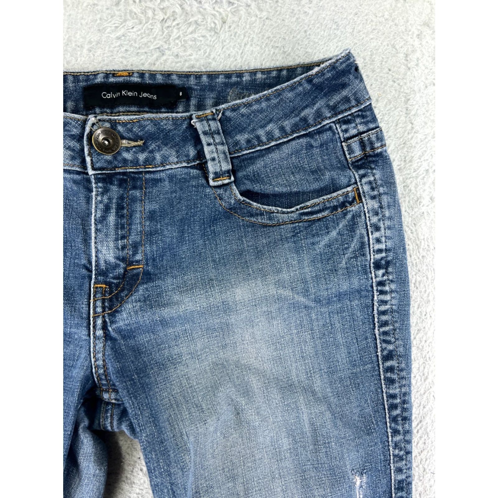Calvin Klein Calvin Klein Jeans Women 8 Blue Bootcut Denim Cotton Blend Embroidered 5-Pocket Regular Stretch Size 30" / US 8 / IT 44 - 7 Thumbnail