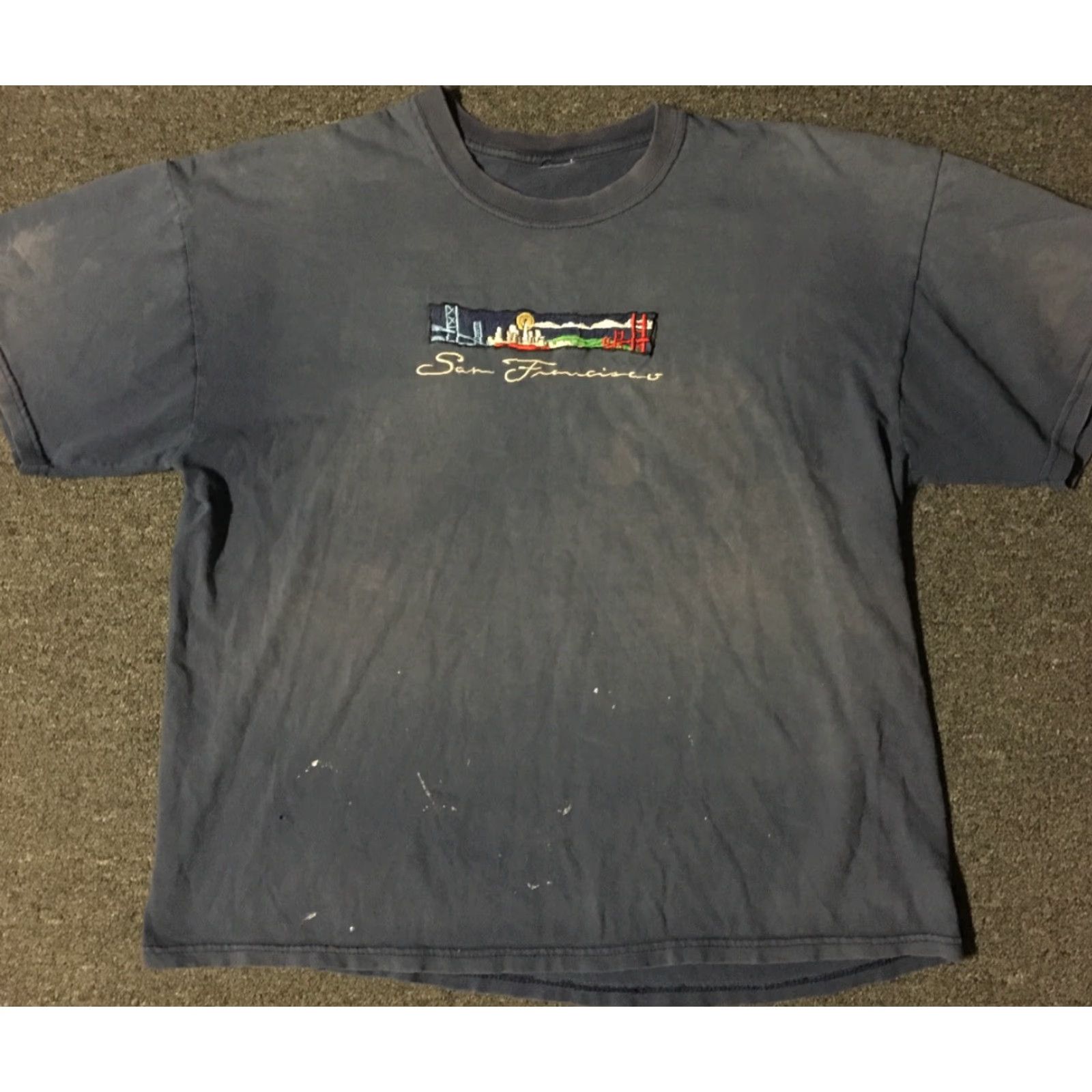 Vintage VINTAGE San Francisco Shirt M L Blue Distressed Paint Thrashed Grunge Punk 90s 80s Music Festival USA Western Rockabilly Me n George Strait Classic Size US L / EU 52-54 / 3 - 2 Thumbnail