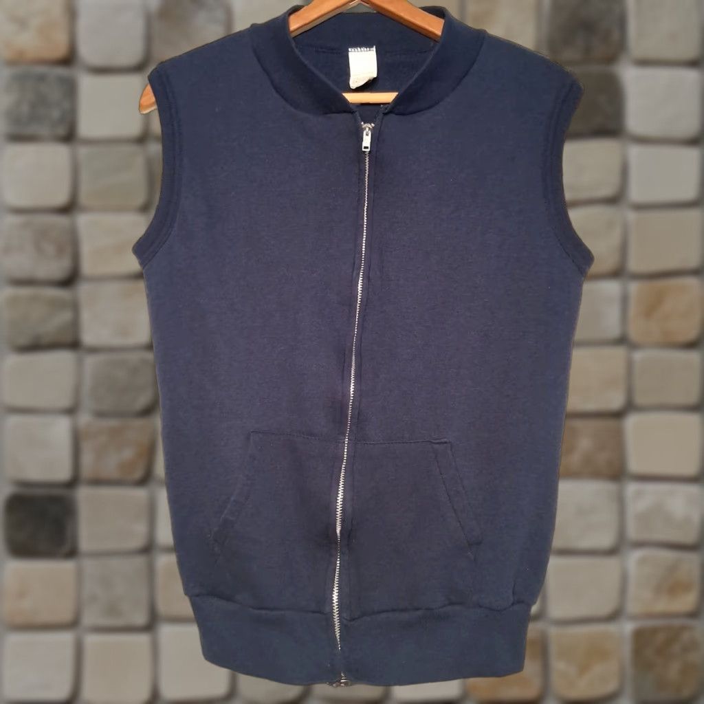 Vintage VINTAGE Unbranded Sleeveless Sweatshirt Vest M Blue Zip Mock Neck Activewear Sportswear USA Made Men N/A Size US M / EU 48-50 / 2 - 1 Thumbnail