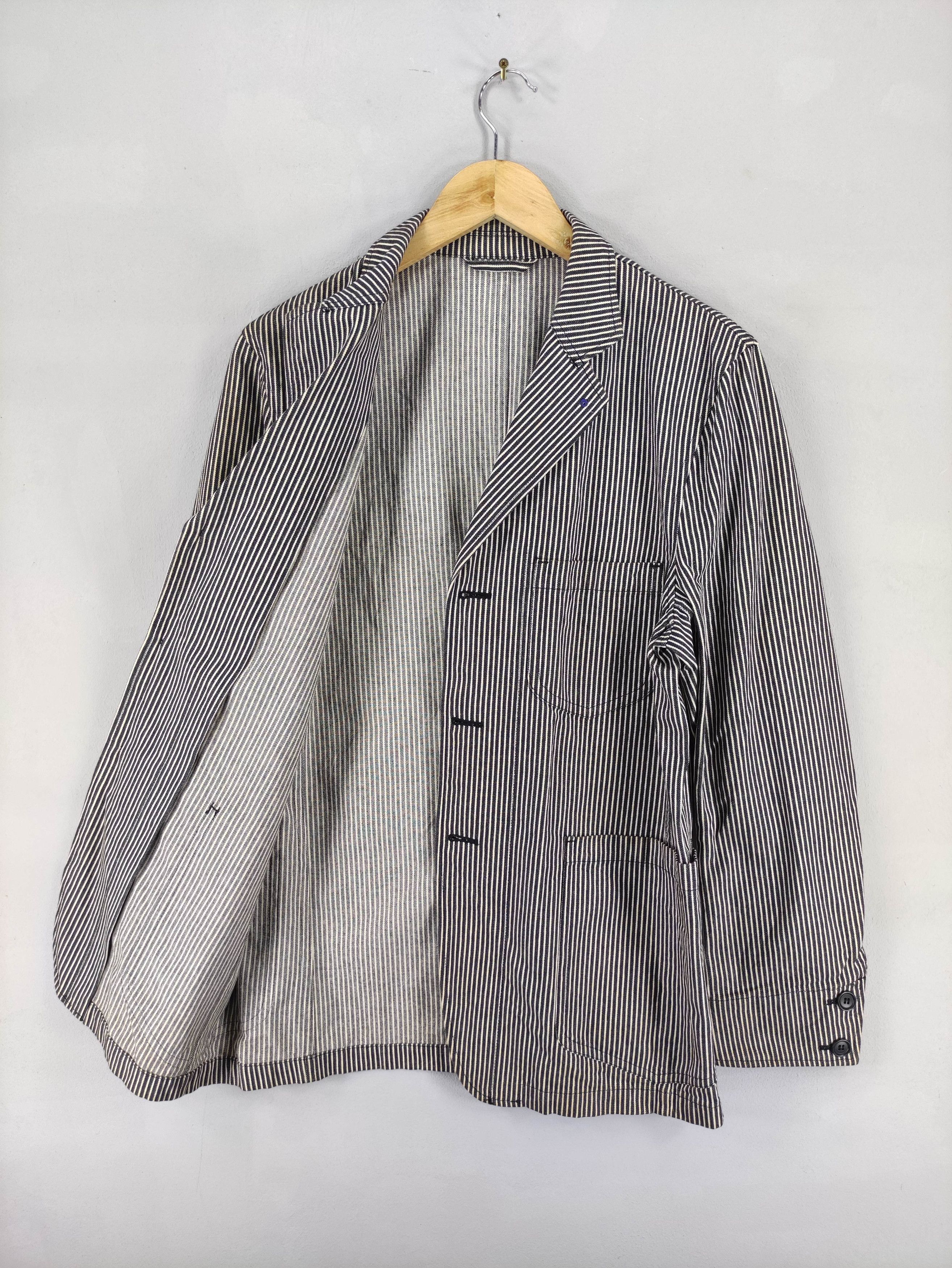 Paul Smith Vintage R.Newblod Chore Jacket Hickory Stripe Size US L / EU 52-54 / 3 - 2 Thumbnail