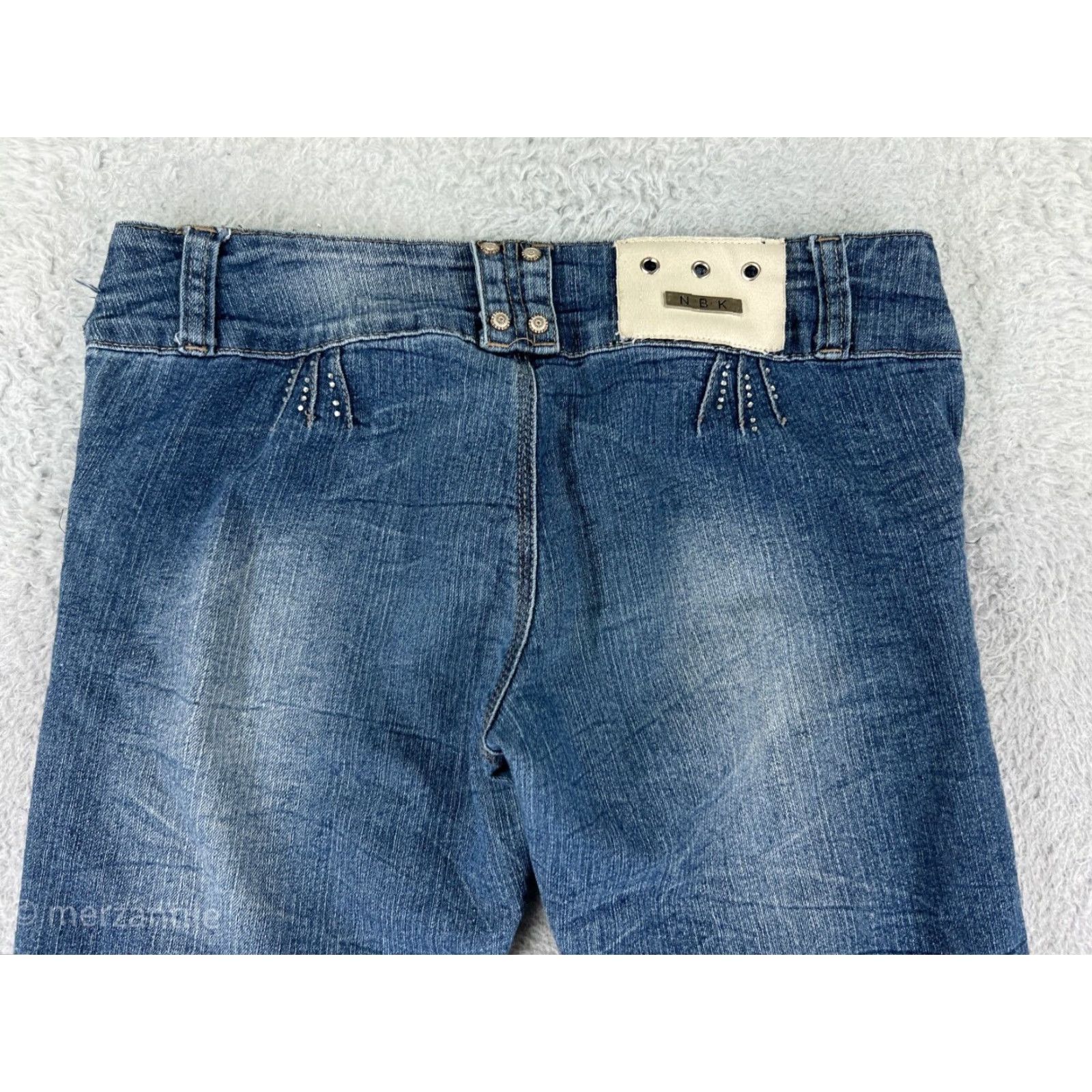 Vintage NBK Jeans Womens 11 Blue Denim Cotton Blend Stretch Skinny Triple Button Jeans Size 32" / US 10 / IT 46 - 3 Thumbnail