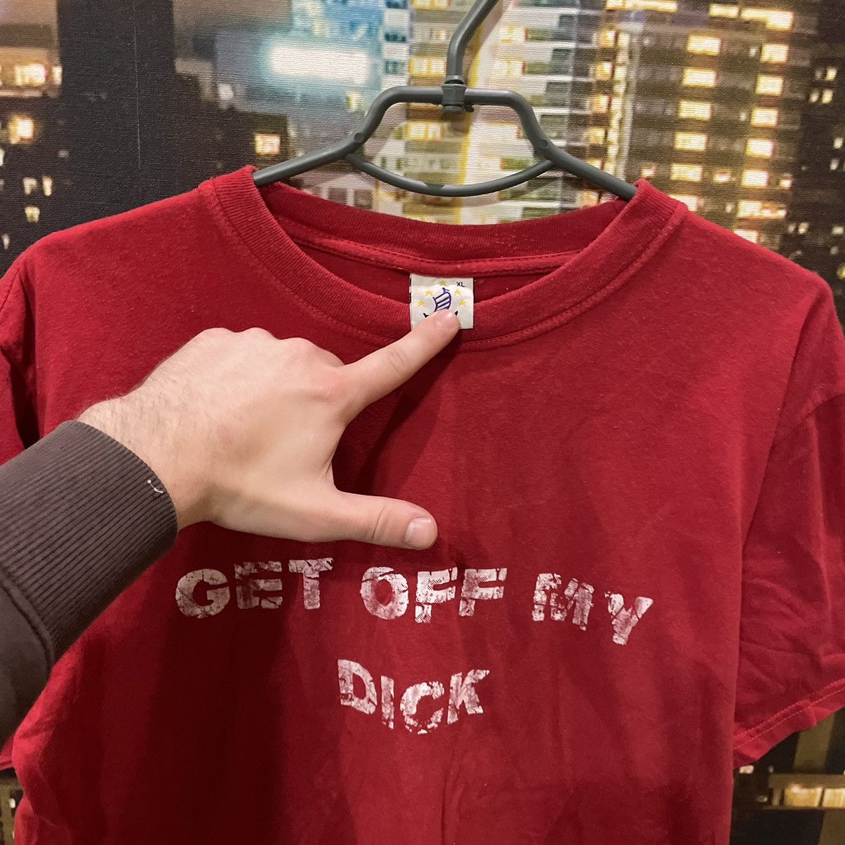 Band Tees OPIUM T SHIRT HUMOR GET OFF MY DICK PENIS FADE PORNO STAR Size US XL / EU 56 / 4 - 5 Thumbnail