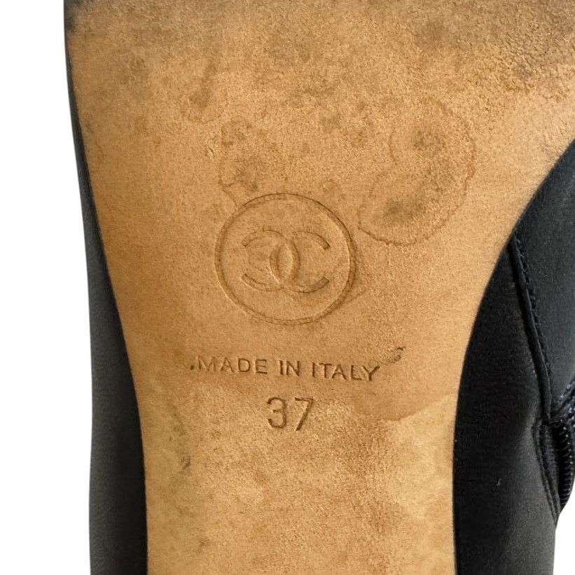 Chanel Chanel Fall Black Leather Metal Pearl Ankle Boots Size 37 Size US 6.5 / IT 36.5 - 12 Thumbnail