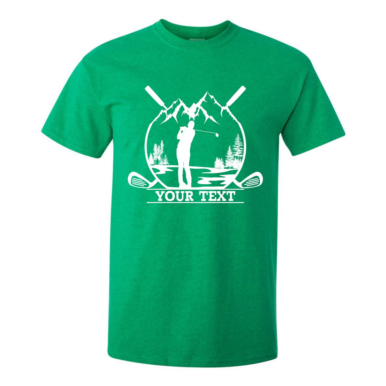 Gildan Personalized Golfer in Nature Scenery Custom Text T-Shirt Size US L / EU 52-54 / 3 - 7 Thumbnail