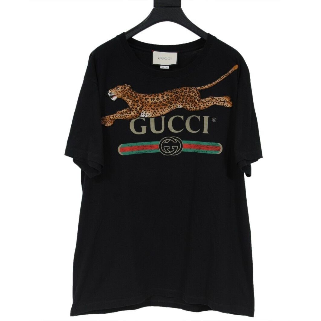 Gucci Embroidered Leopard Logo T Shirt Black Size US M / EU 48-50 / 2 - 1 Thumbnail