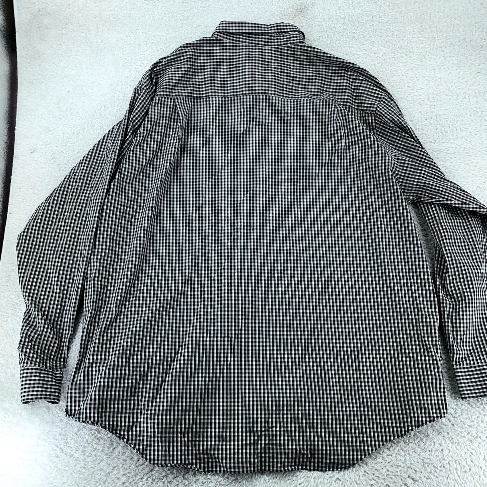 Van Heusen Van Heusen Dress Shirt Mens 3XLT Black White Check Collared Button Up Shirt Size 48R - 3 Thumbnail