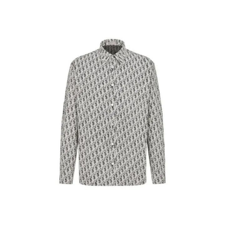 Dior Dior Dior Oblique Print Long Sleeve Denim Shirt 0079-2507 Size US M / EU 48-50 / 2 - 1 Thumbnail