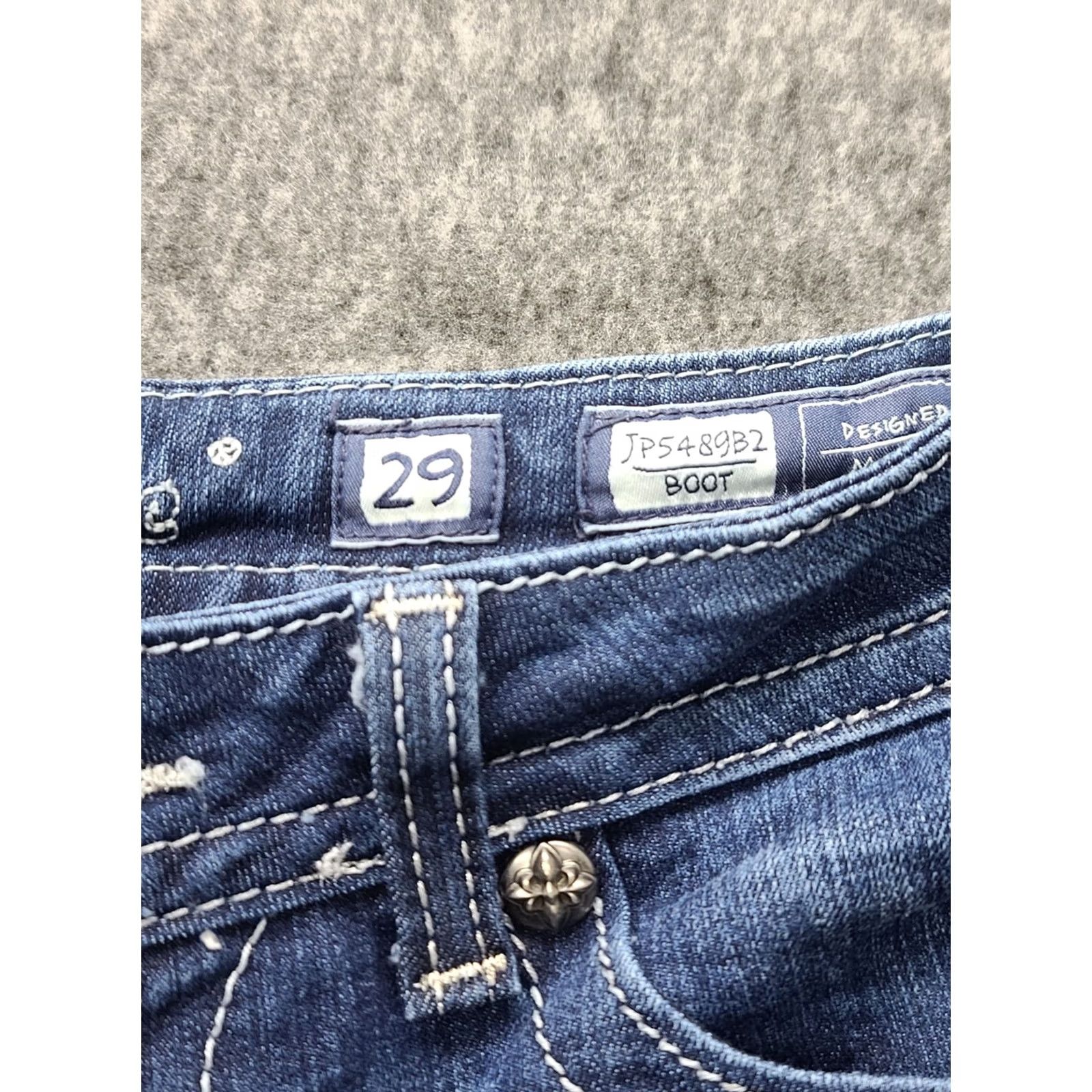 Miss Me Miss Me Jeans Womens 29 Regular Bootcut Distressed Embroidered Rhinestone Cowgirlcore Jeans Size 29" - 3 Thumbnail