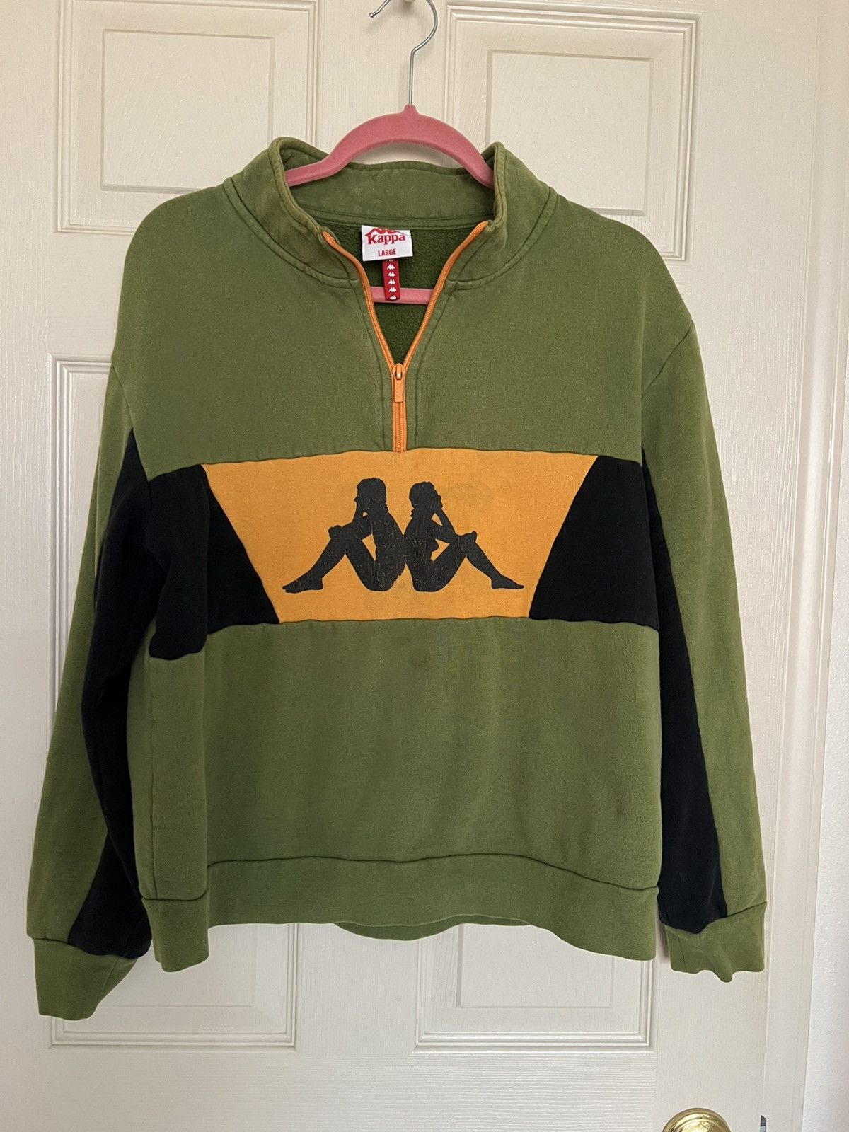 Kappa Kappa 1/4 Zip Pullover Sweater Green Black Orange Size US L / EU 52-54 / 3 - 1 Thumbnail