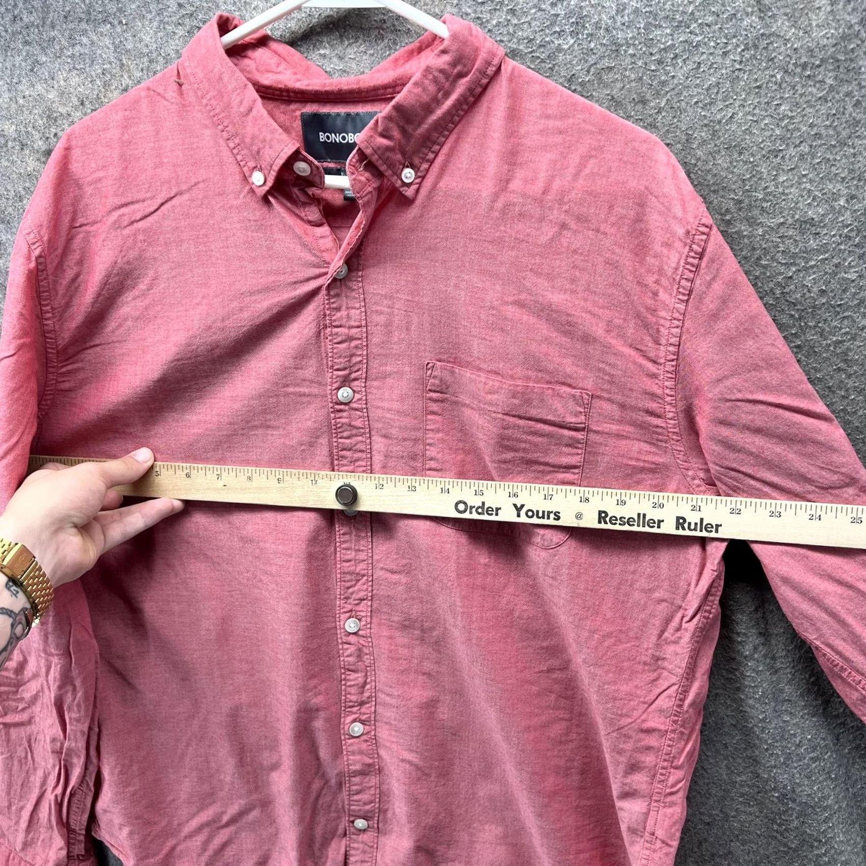 Bonobos Bonobos Shirt Mens XL Red Slim Fit Button-Down Long Sleeve Oxford Cotton Size US XL / EU 56 / 4 - 6 Thumbnail