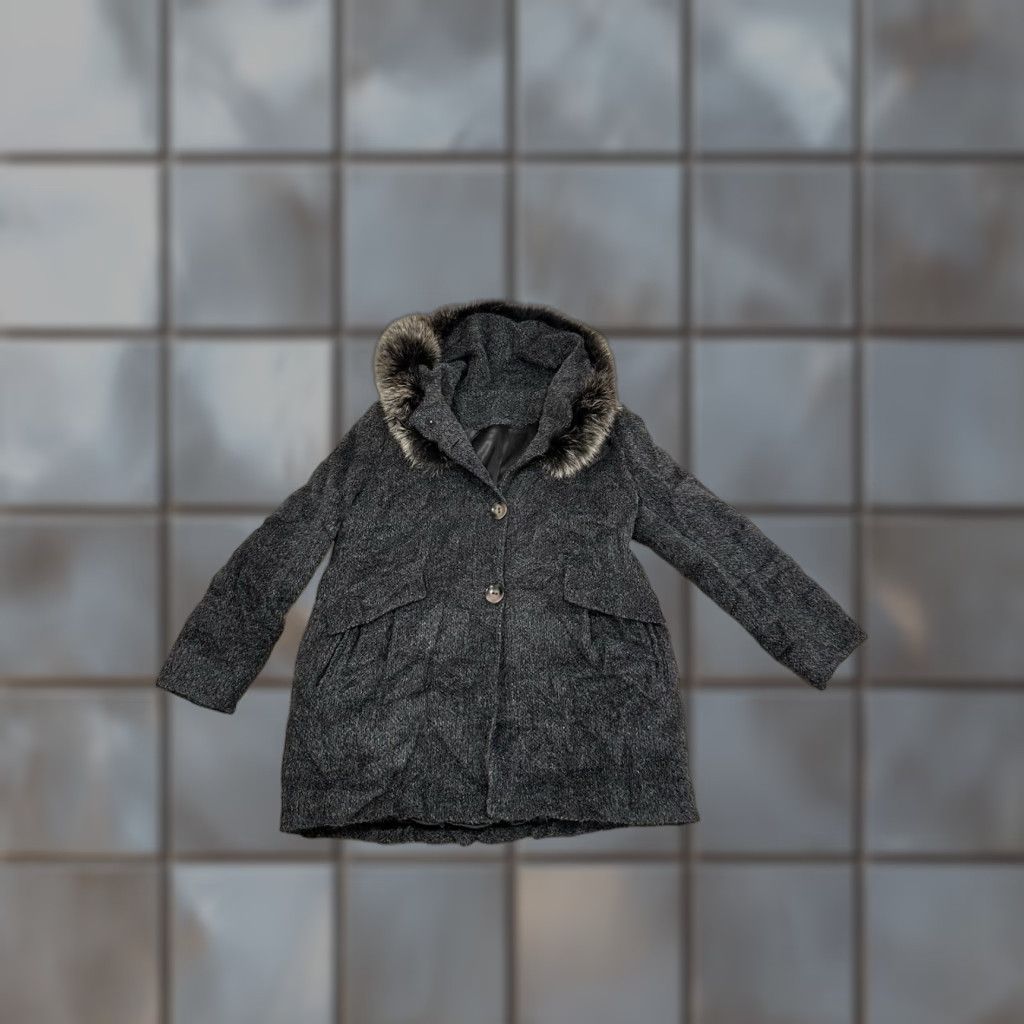 Vintage VINTAGE Alpaca Jacket Made In Canada With Real Fox Fur Trim Gray M Medium Women Jacket Fox Size M / US 6-8 / IT 42-44 - 1 Thumbnail