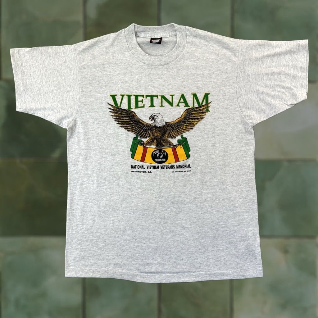 Vintage VINTAGE Vietnam Veterans Memorial Shirt Mens XL Gray Short Sleeve 90s Military Shirt Size US XL / EU 56 / 4 - 1 Thumbnail