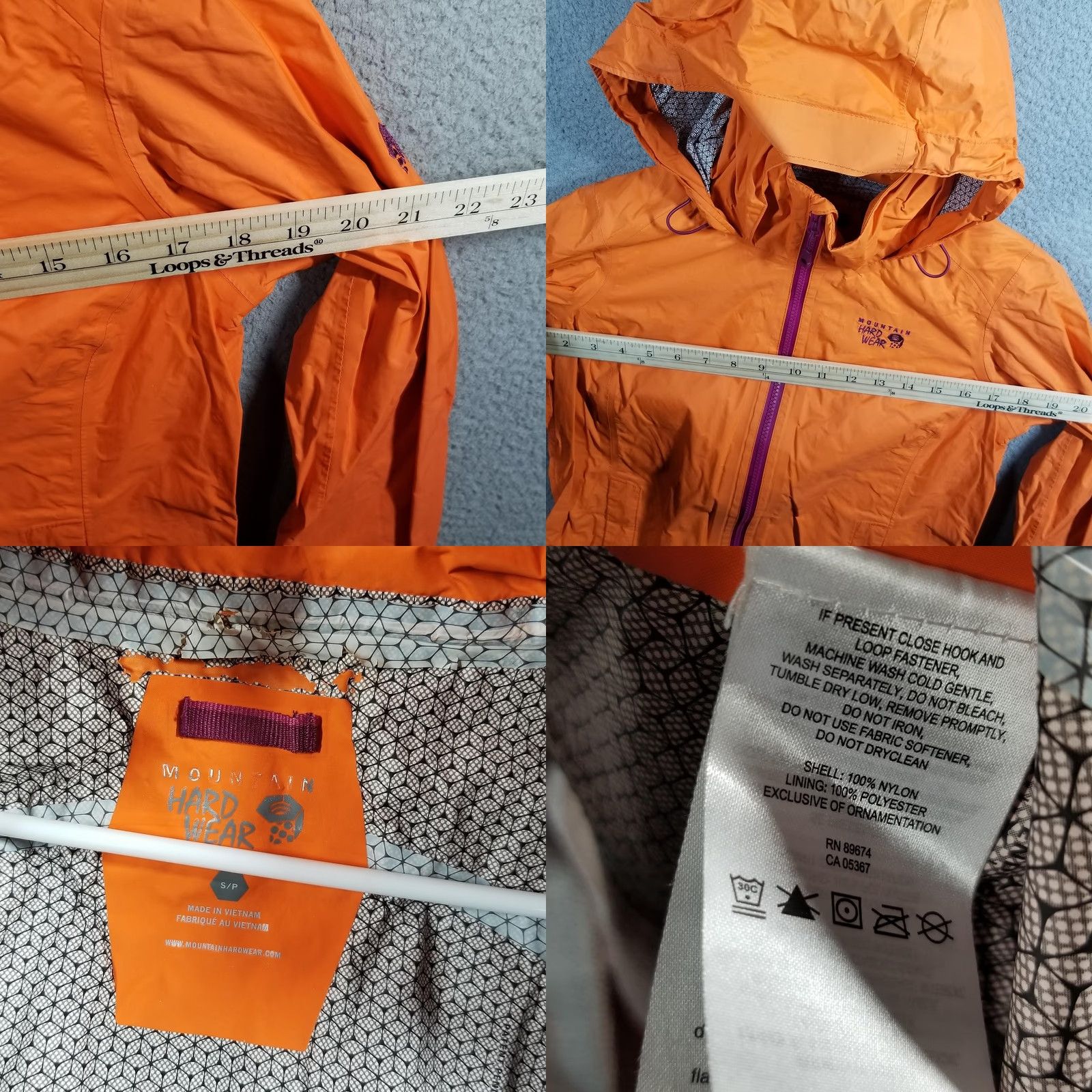 Mountain Hardwear VINTAGE Mountain Hardwear Jacket Womens Small Orange Hooded Windbreaker Rain Shell Trail Size S / US 4 / IT 40 - 8 Thumbnail