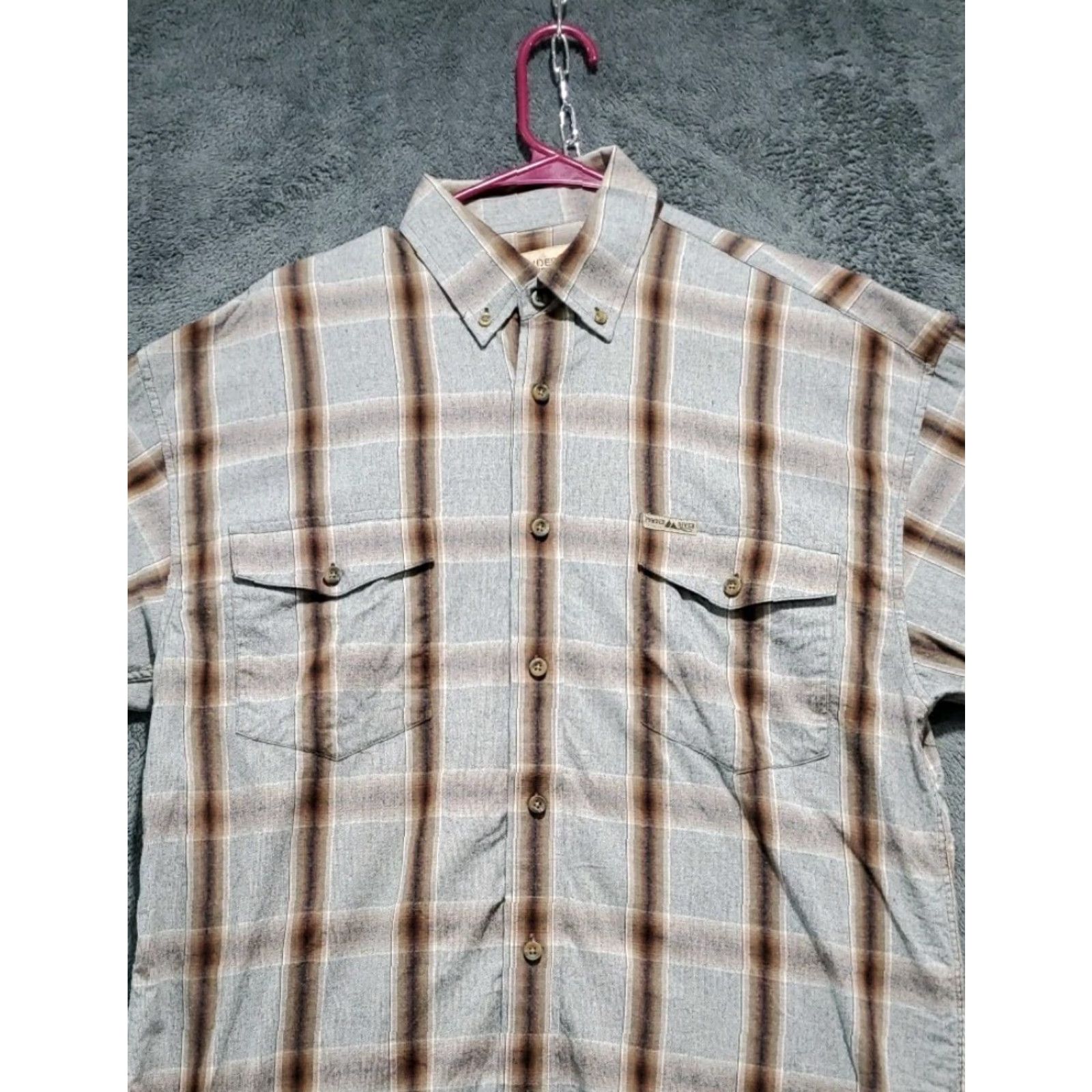 Vintage Panhandle Powder River Western Shirt Mens M Plaid Gray Brown Cotton Flannel Button-Up Pocketed Casual Workwear Size US M / EU 48-50 / 2 - 2 Thumbnail